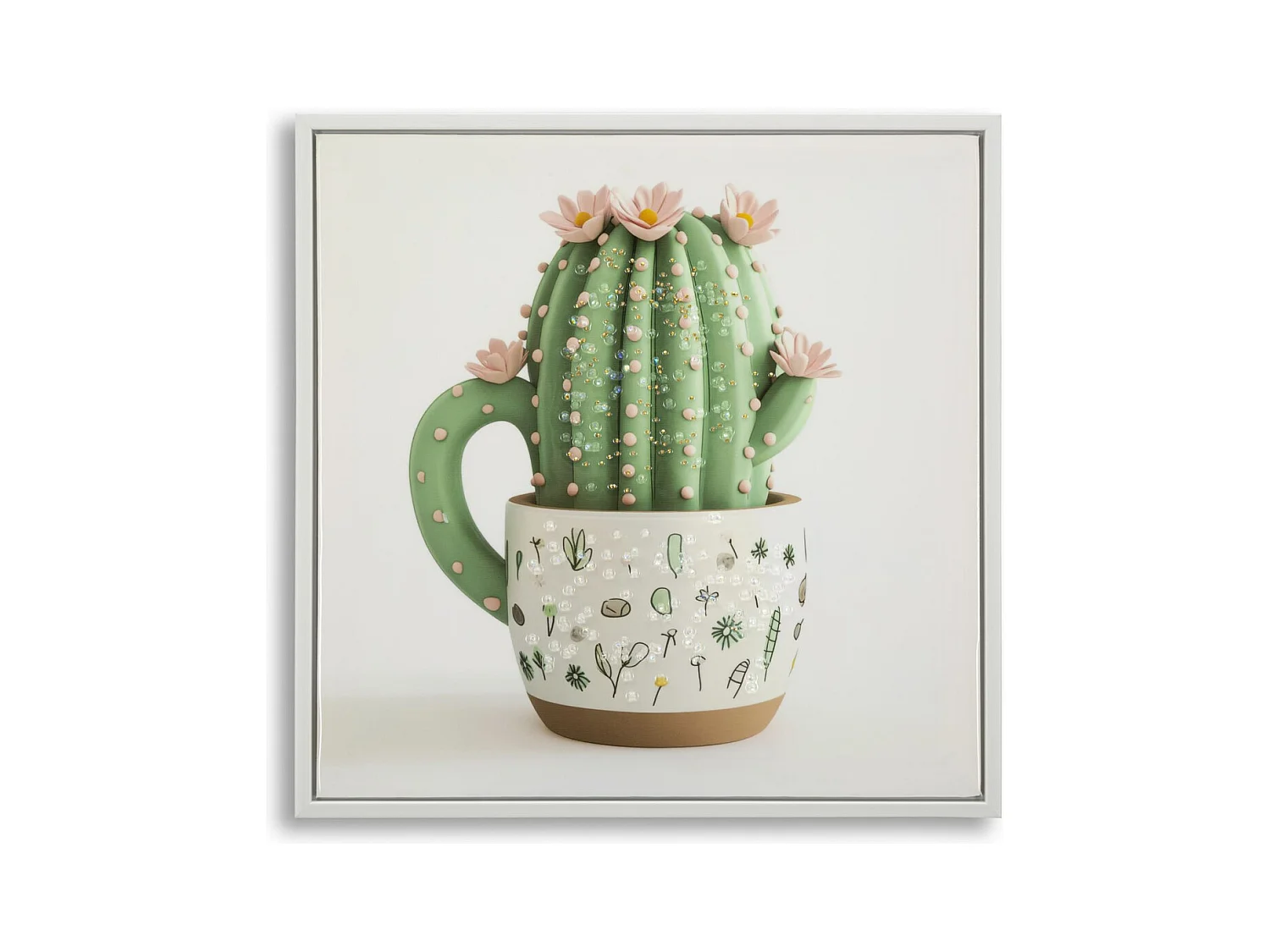 Impression sur Toile avec Cadre Cactus 3, Multicouleur, 40x2,8x40 cm, Seven Design
