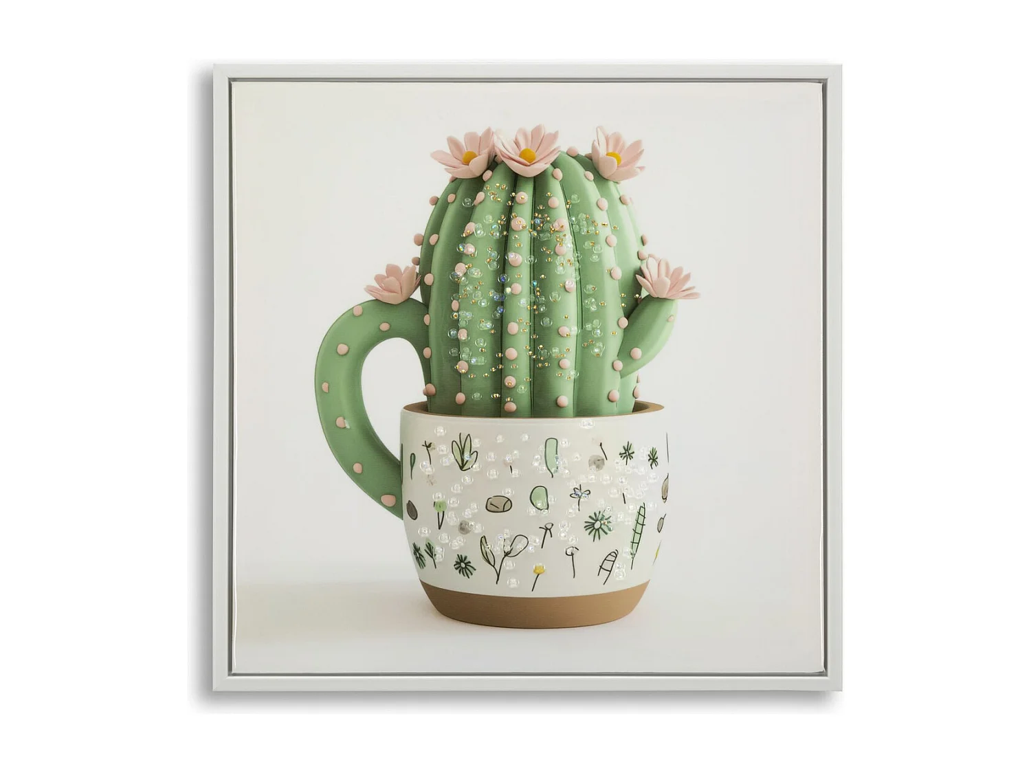 Impression sur Toile avec Cadre Cactus 3, Multicouleur, 40x2,8x40 cm, Seven Design