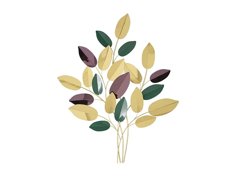 3D Metalen Decoratie Bladeren, Veelkleurig, 81,9x3,8x97 cm, Epikasa