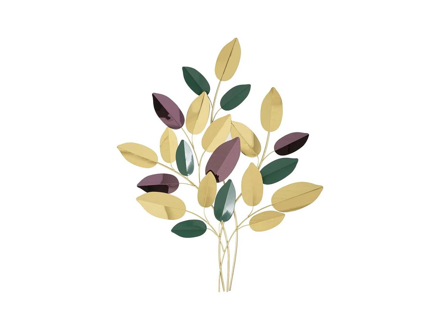 Décoration 3D en Métal Feuilles, Multicouleur, 81,9x3,8x97 cm, Seven Design