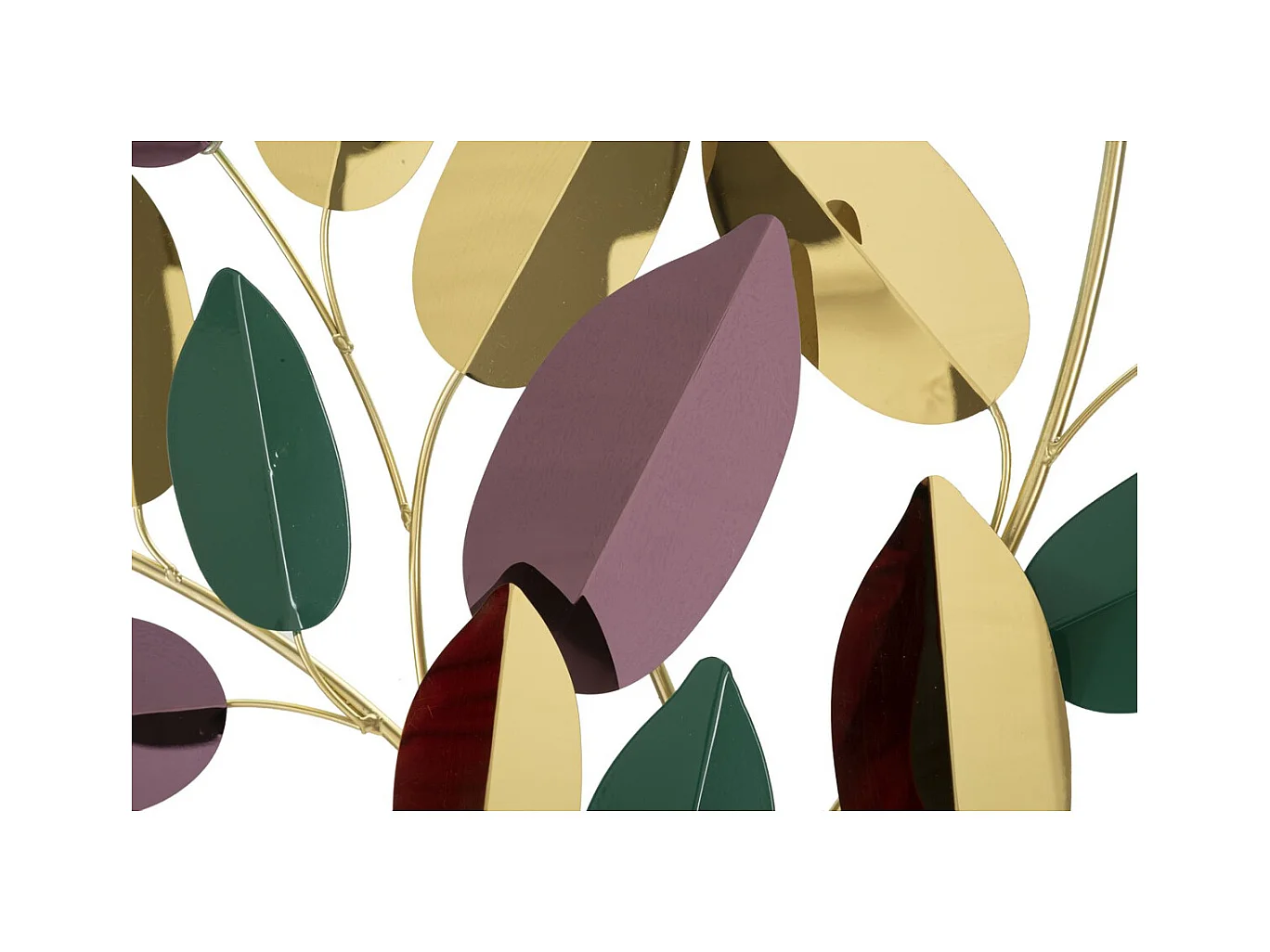 Décoration 3D en Métal Feuilles, Multicouleur, 81,9x3,8x97 cm, Seven Design