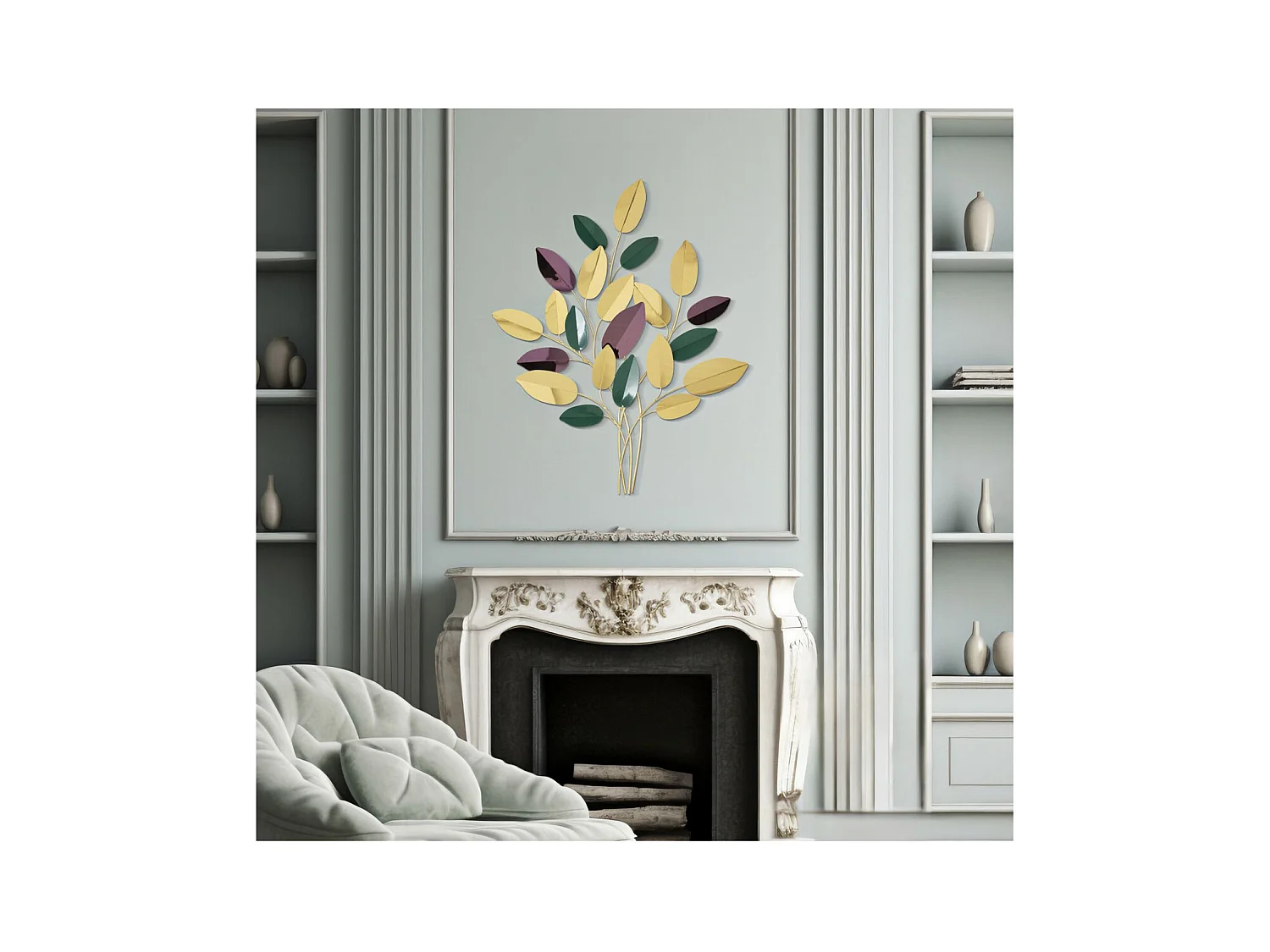 Décoration 3D en Métal Feuilles, Multicouleur, 81,9x3,8x97 cm, Seven Design