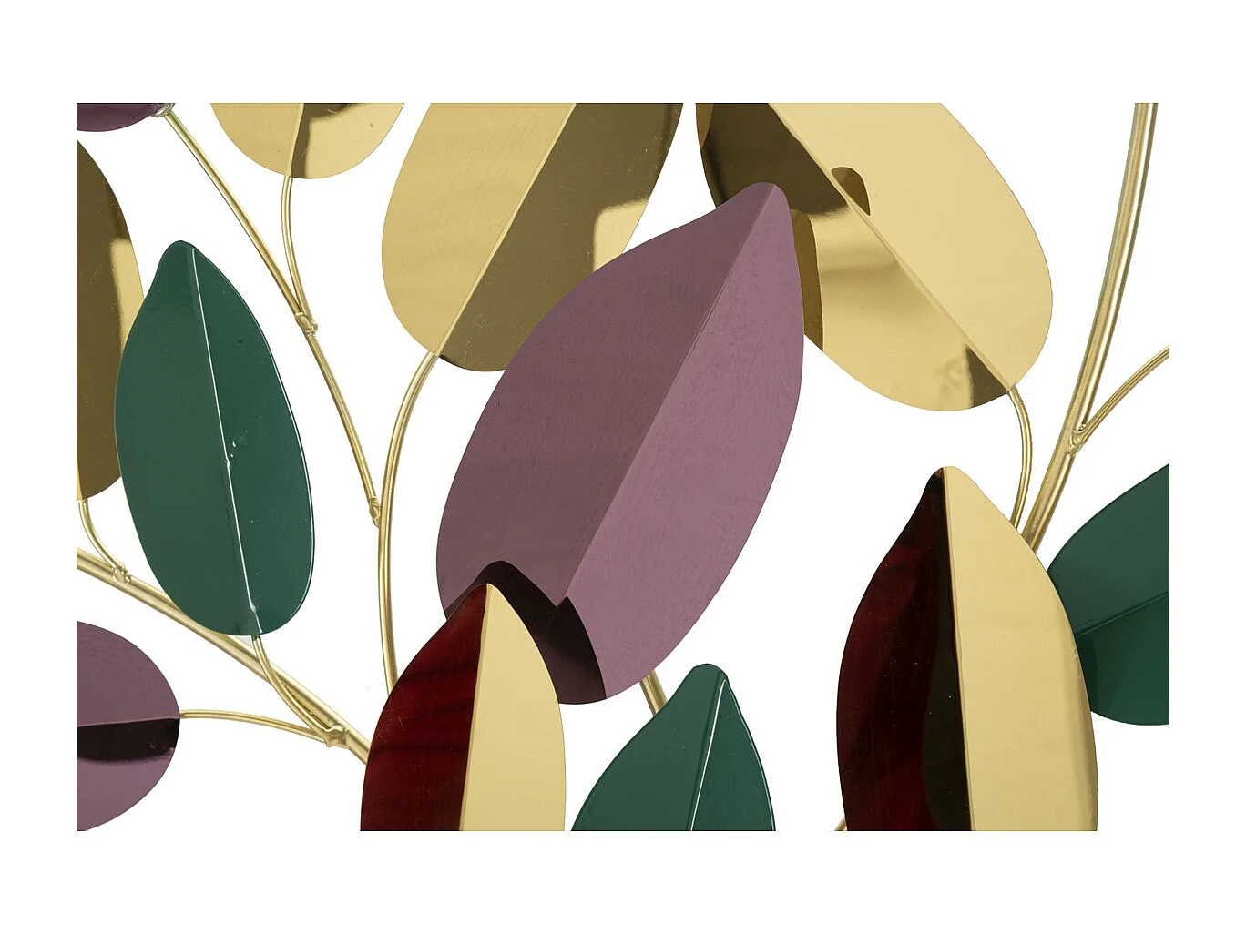 Décoration 3D en Métal Feuilles, Multicouleur, 81,9x3,8x97 cm, Seven Design