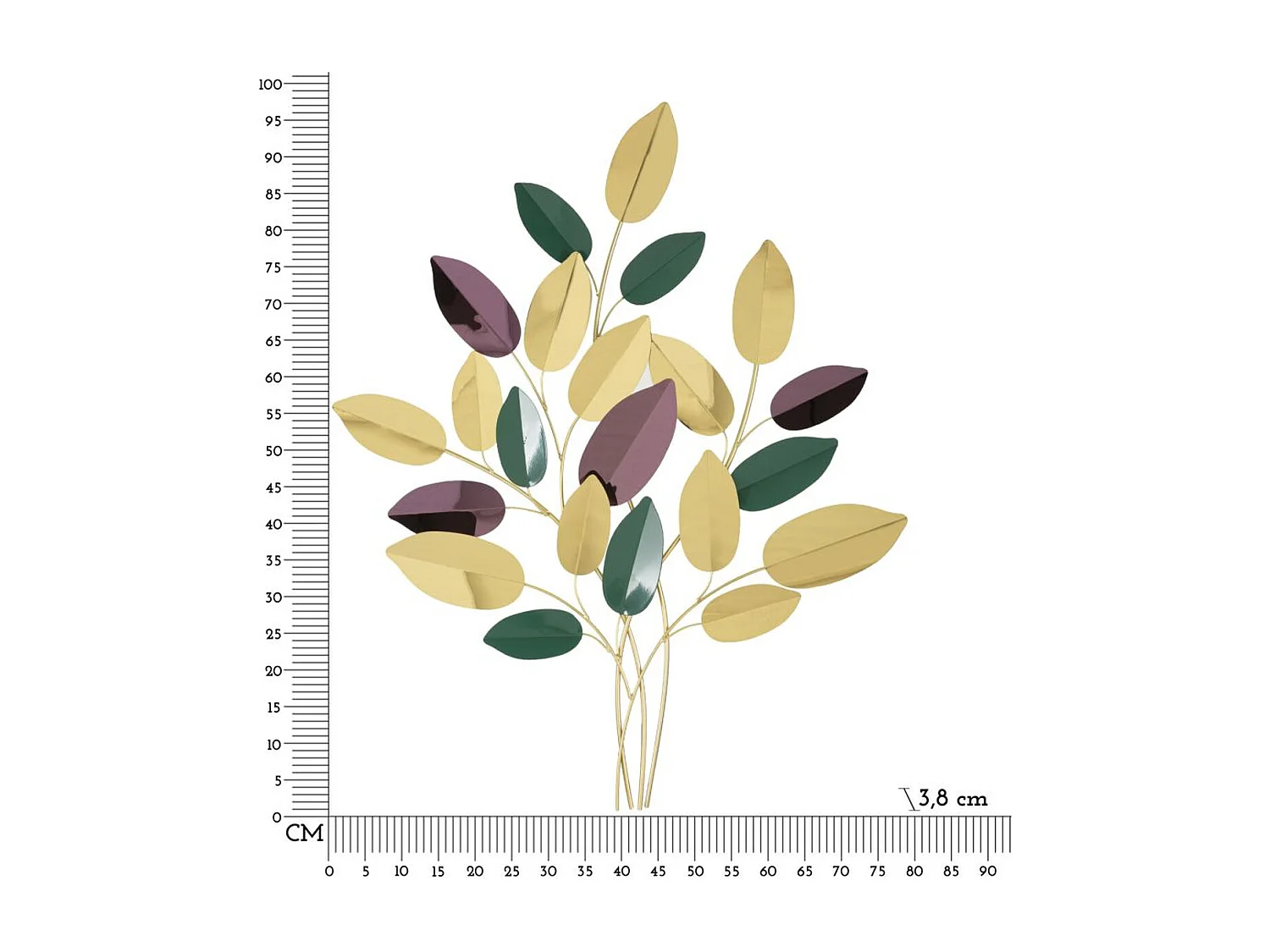 Décoration 3D en Métal Feuilles, Multicouleur, 81,9x3,8x97 cm, Seven Design