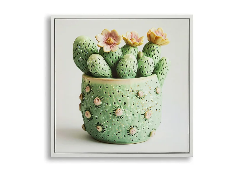 Afdrukken op Canvas met Lijst Cactus 2, Veelkleurig, 40x2,8x40 cm, Epikasa