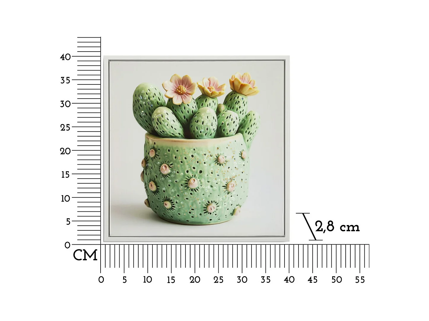 Impression sur Toile avec Cadre Cactus 2, Multicouleur, 40x2,8x40 cm, Seven Design