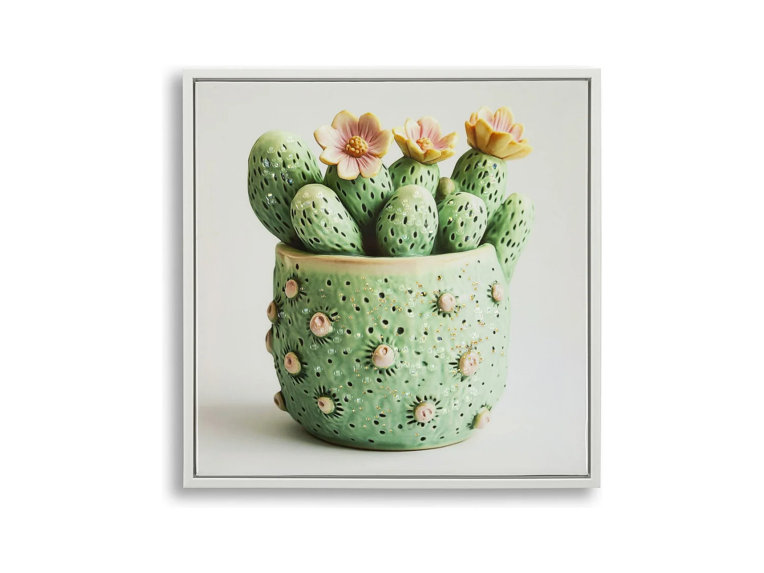 Impression sur Toile avec Cadre Cactus 2, Multicouleur, 40x2,8x40 cm, Epikasa