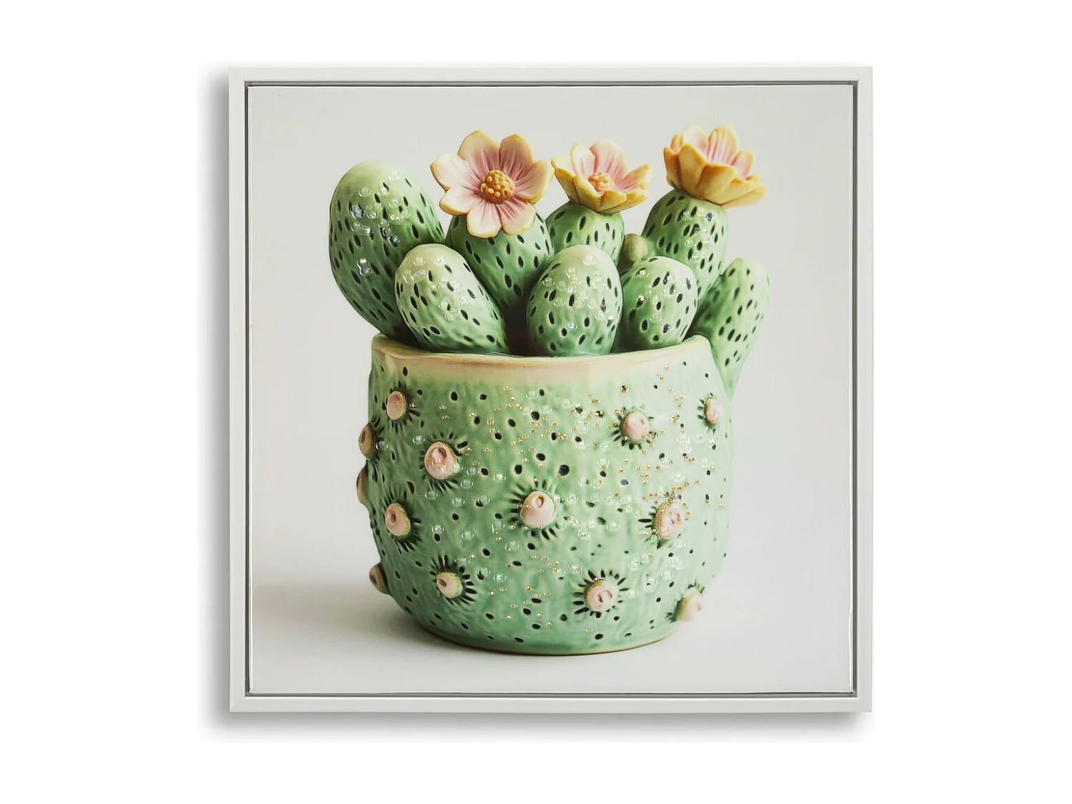 Afdrukken op Canvas met Lijst Cactus 2, Veelkleurig, 40x2,8x40 cm, Seven Design