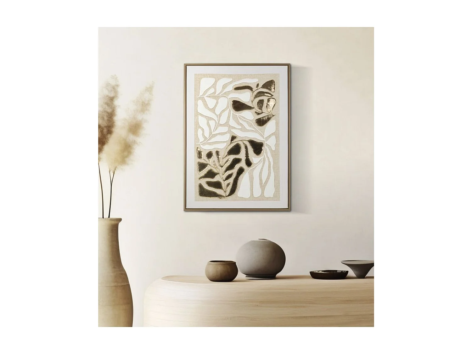 Impression sur Toile avec Cadre Feuilles 1, Multicouleur, 50x3x70 cm, Seven Design