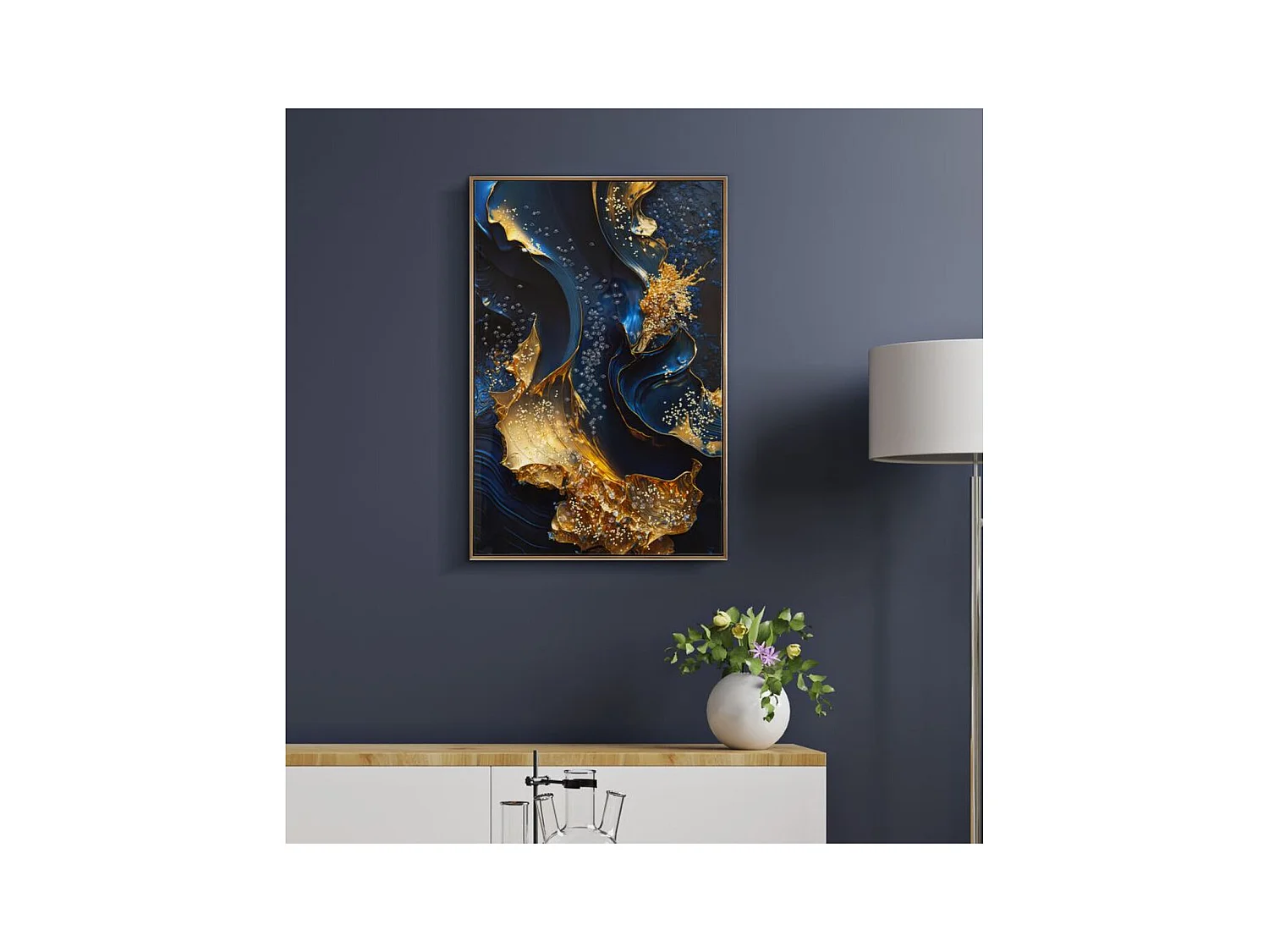 Impression sur Toile avec Cadre Marbre 1, Multicouleur, 60x4x90 cm, Seven Design