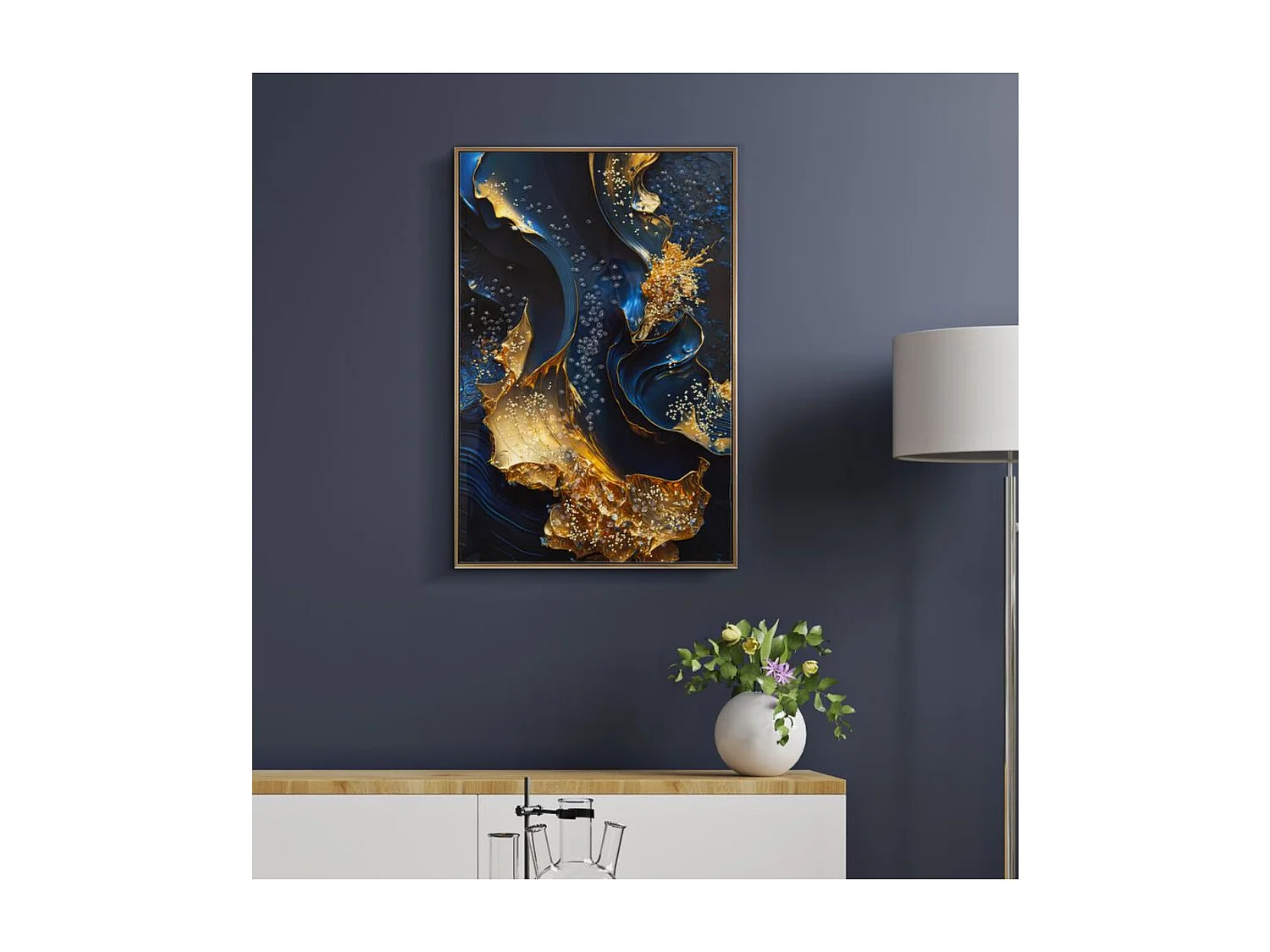 Wydruk na Płótnie z Ramą Marmur 1, Wielokolorowy, 60x4x90 cm, Seven Design