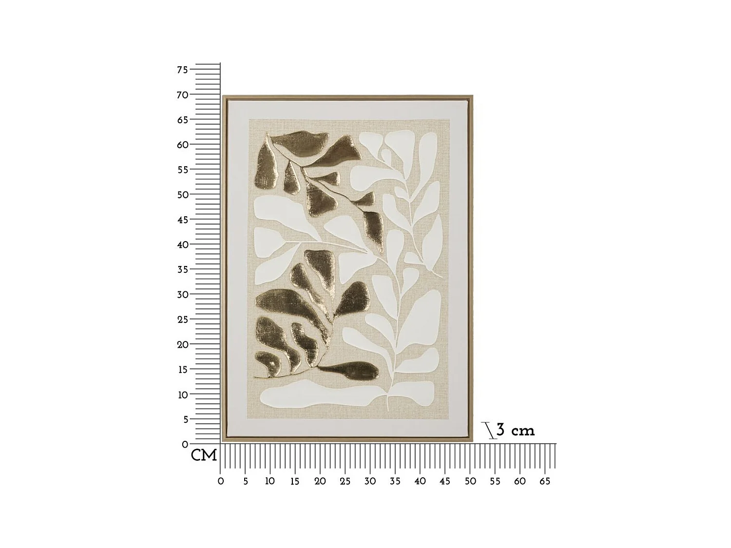 Impression sur Toile avec Cadre Feuilles, Multicouleur, 50x3x70 cm, Seven Design