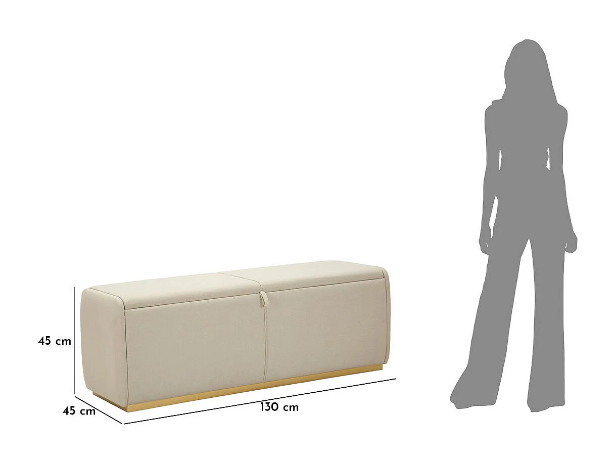 Panca con Portaoggetti MF766, Beige, 130x45x45 cm, Epikasa