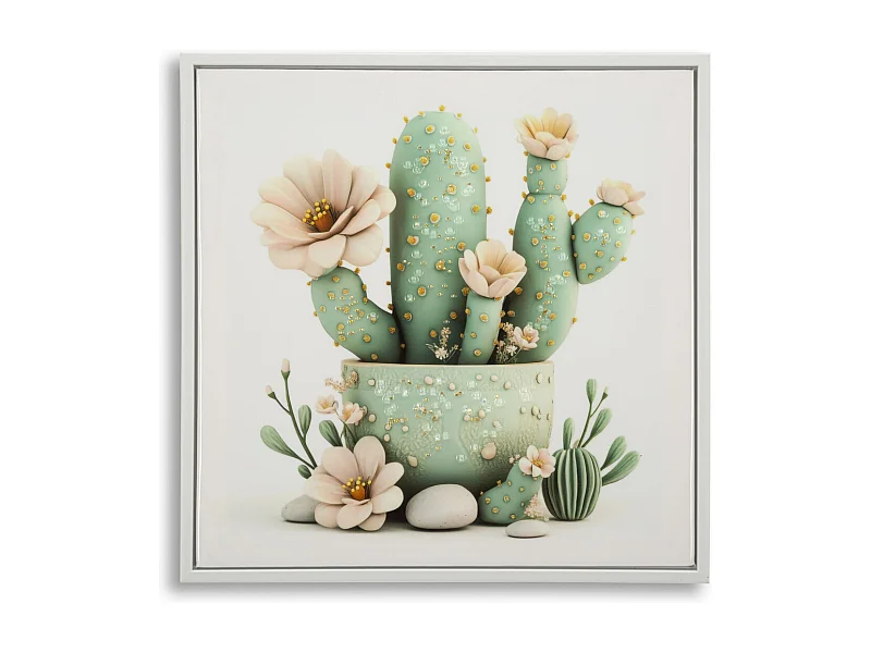 Afdrukken op Canvas met Lijst Cactus 5, Veelkleurig, 40x2,8x40 cm, Seven Design