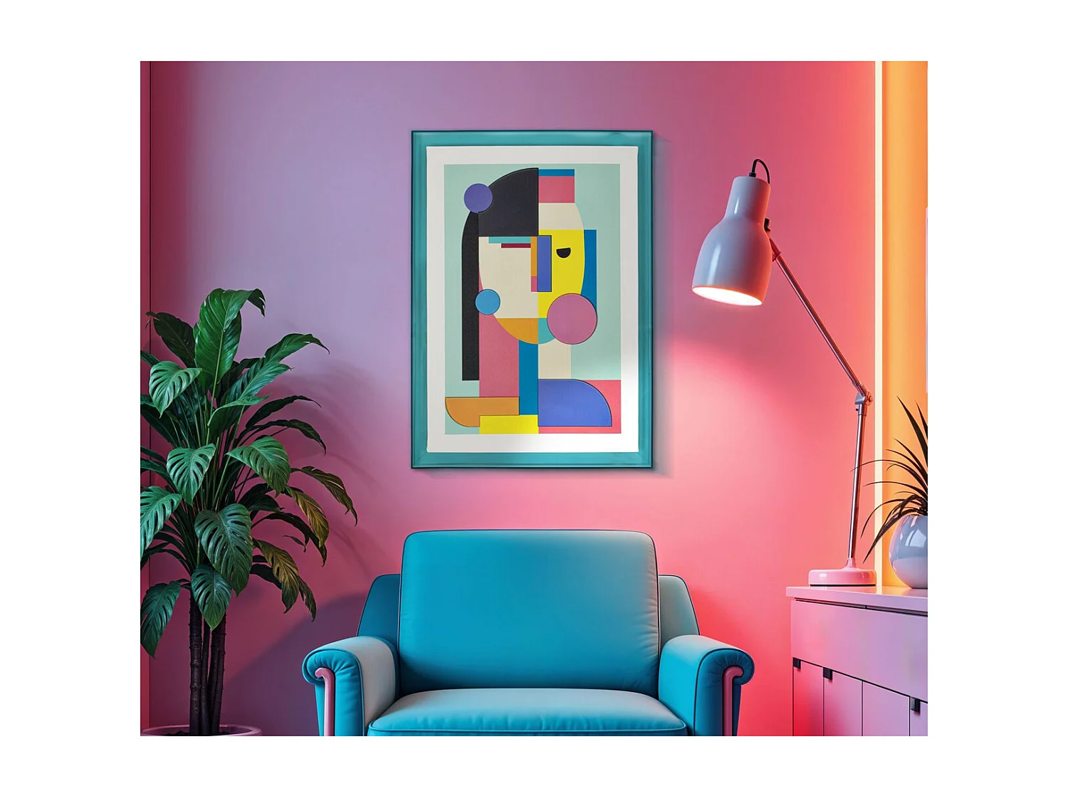 Impression sur Toile avec Cadre Psychédélique 5, Multicouleur, 50x3,3x70 cm, Seven Design