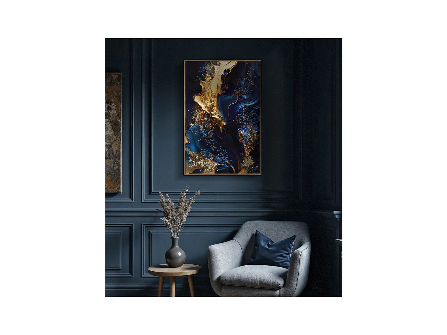 Stampa su Tela con Cornice Marmo, Multicolore, 60x4x90 cm, Epikasa