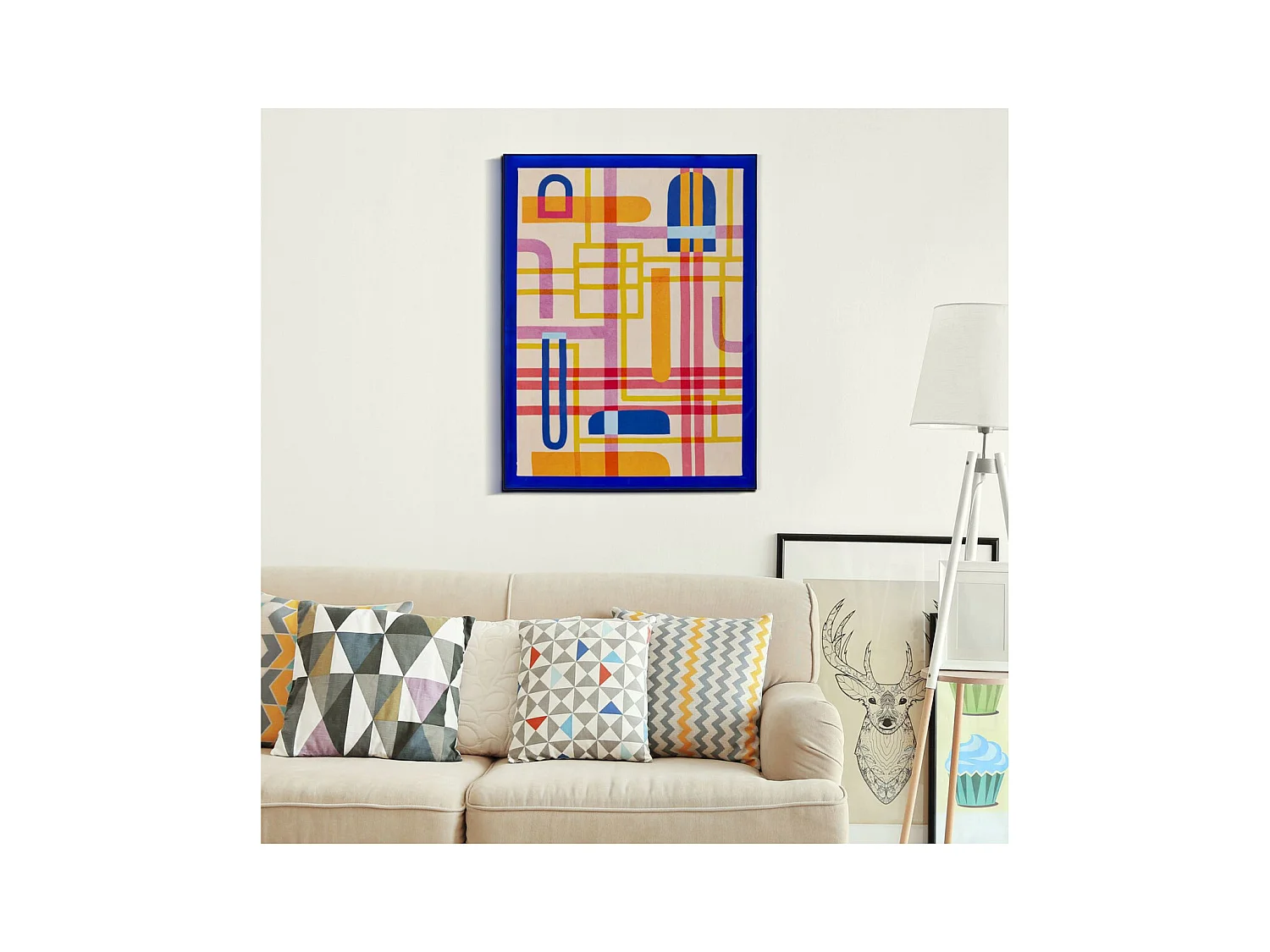 Impression sur Toile avec Cadre Psychédélique 3, Multicouleur, 60x3,3x80 cm, Seven Design