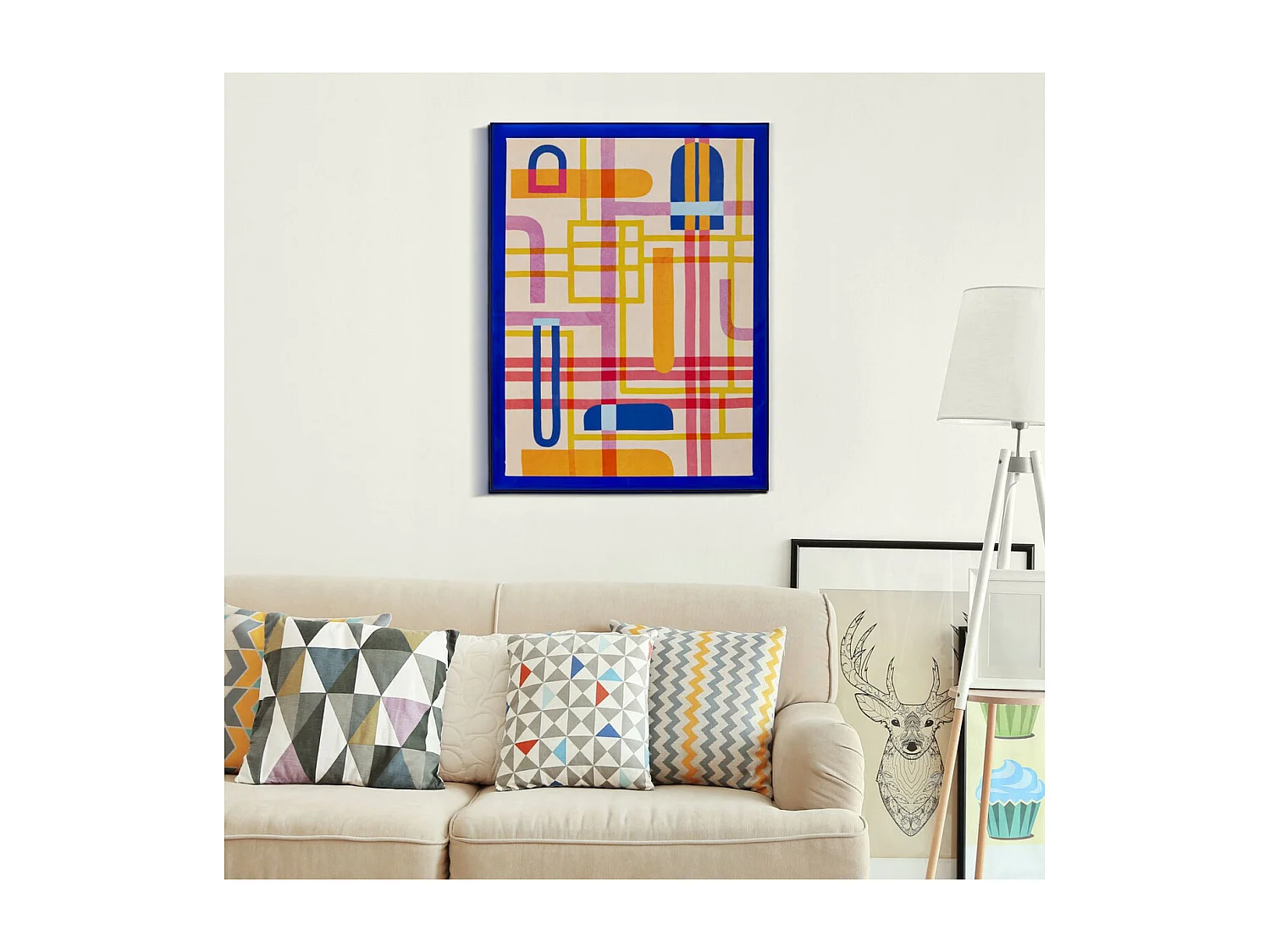 Impression sur Toile avec Cadre Psychédélique 3, Multicouleur, 60x3,3x80 cm, Seven Design