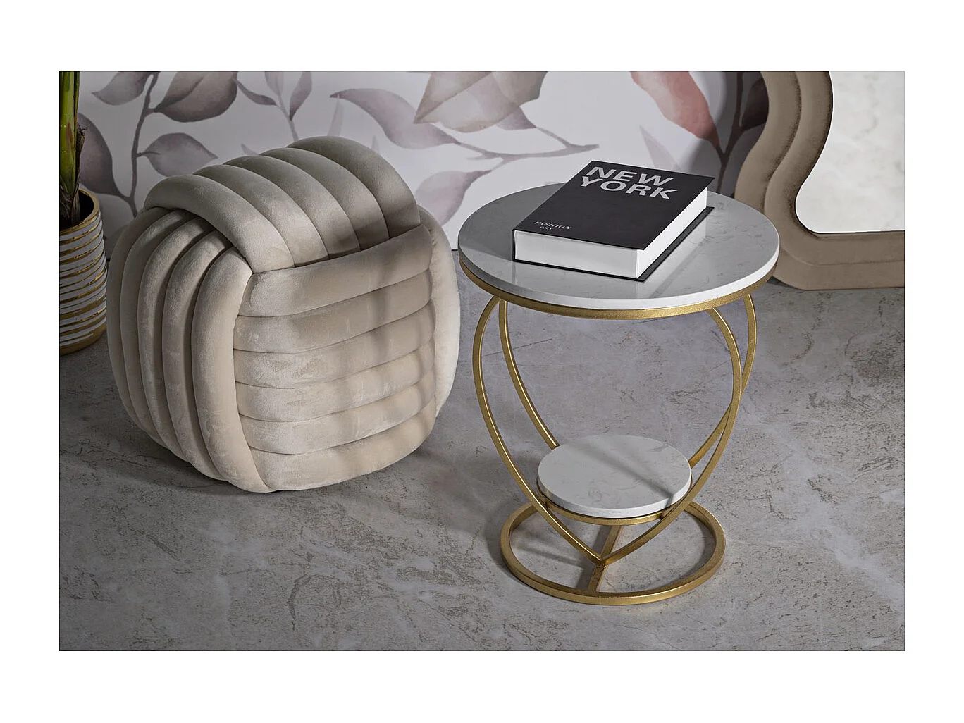 Mesa de Centro Corazón, Oro, 40x40x45,5 cm, Seven Design