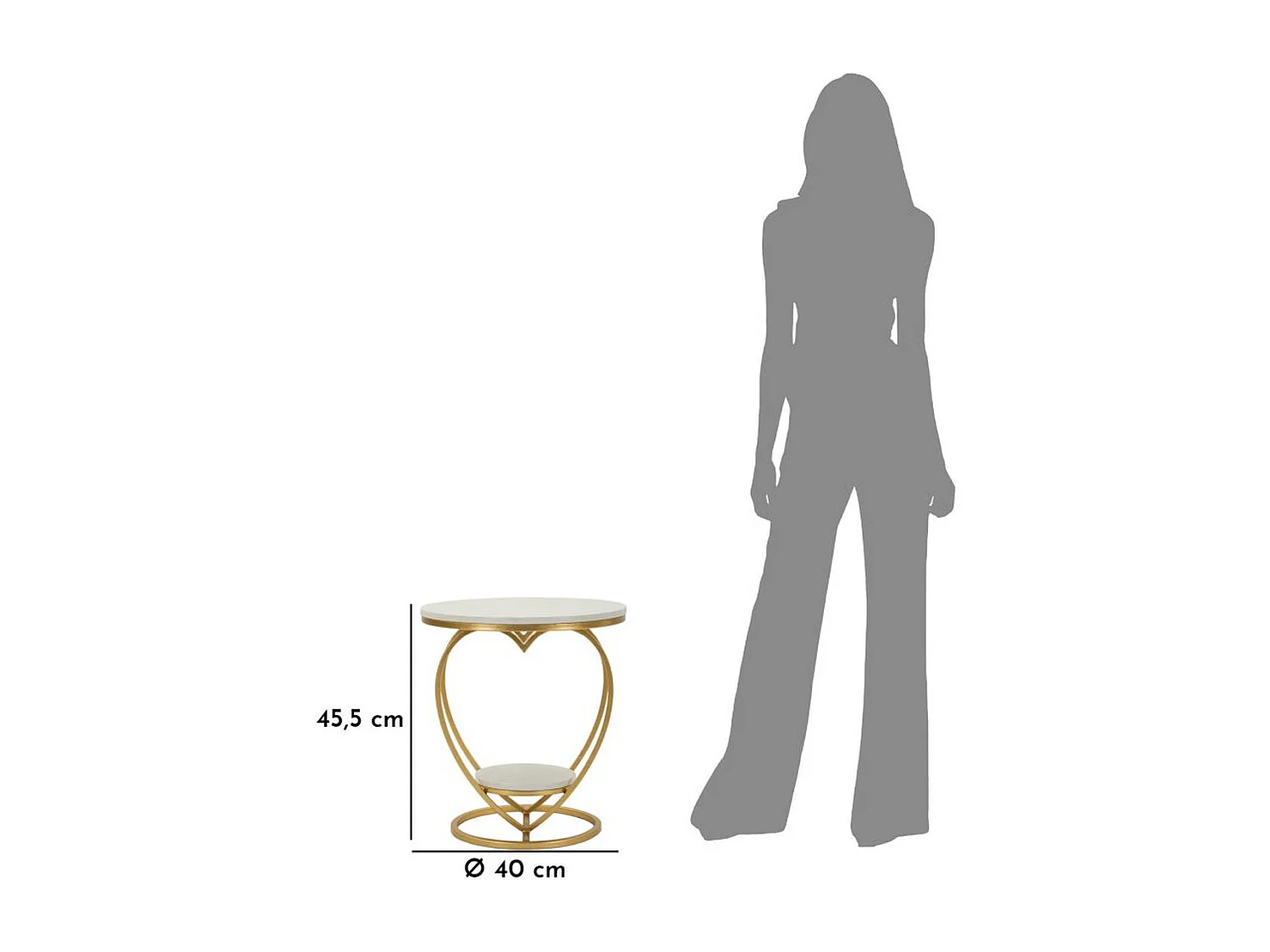 Mesa de Centro Corazón, Oro, 40x40x45,5 cm, Seven Design