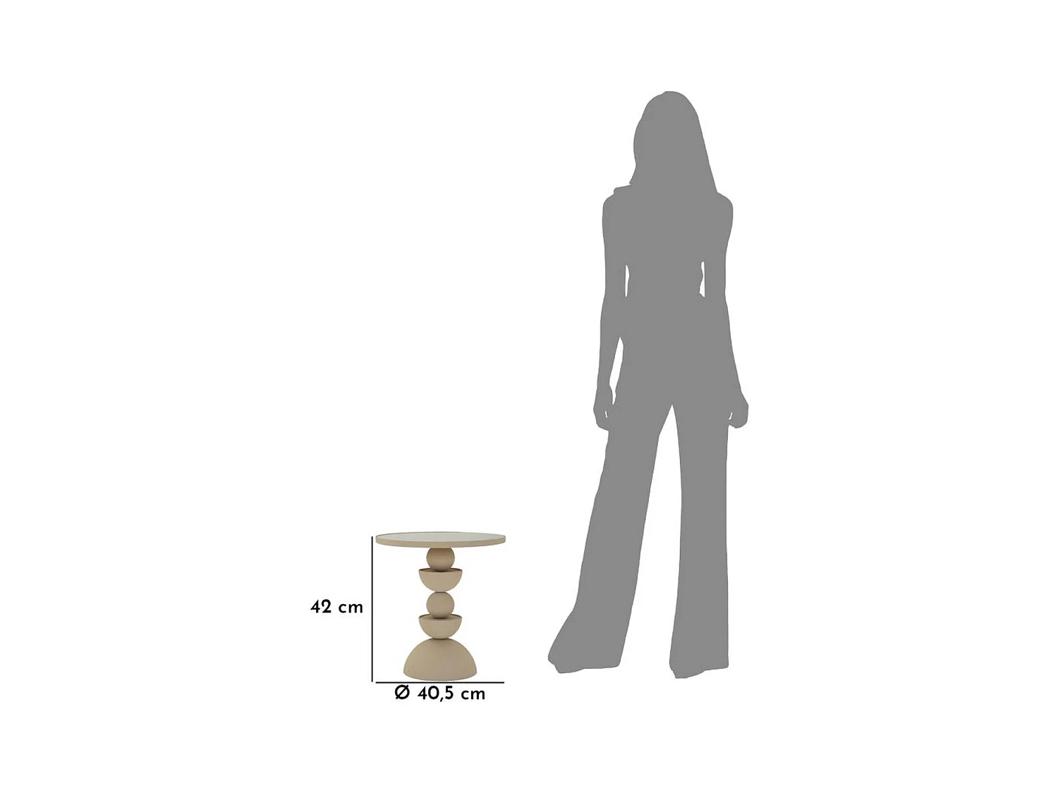 Table d'Appoint MF799, Beige, 40,5x40,5x42 cm, Seven Design