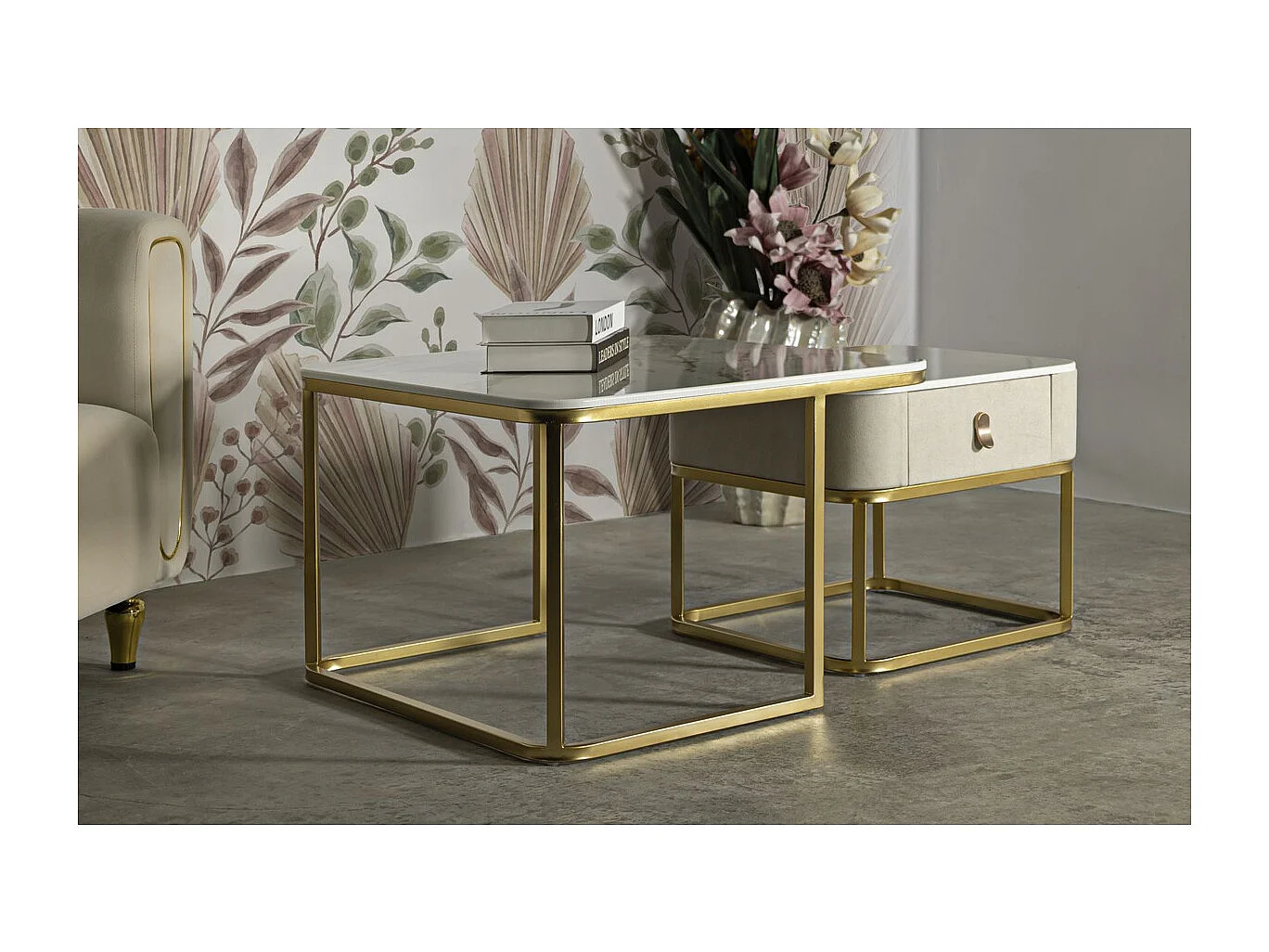 Tavolino MF794, Beige, 70x70x48 cm, Epikasa