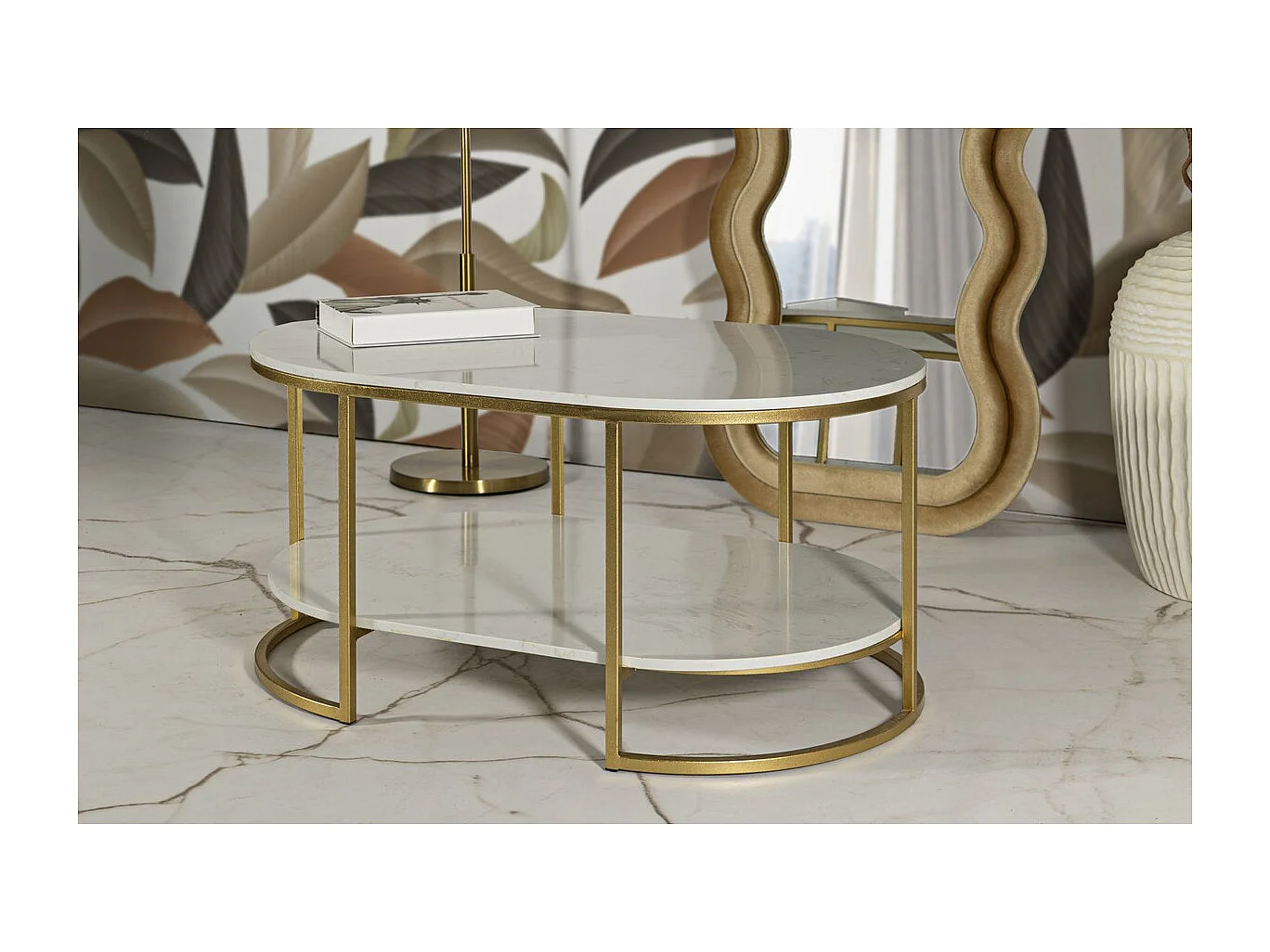 Table d'Appoint MF791, Or, 90x60x45 cm, Seven Design