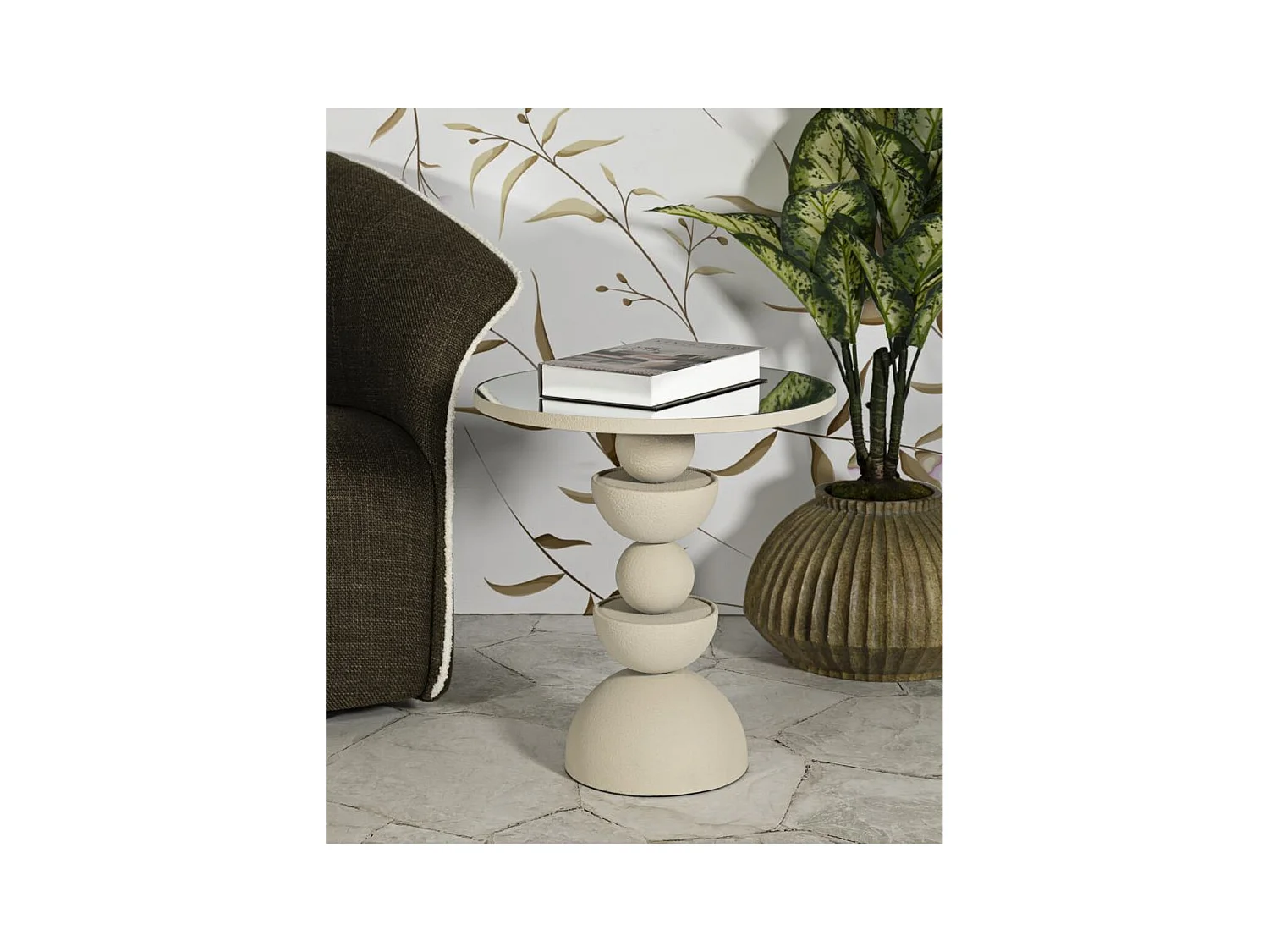 Table d'Appoint MF798, Beige, 45x45x49,5 cm, Seven Design