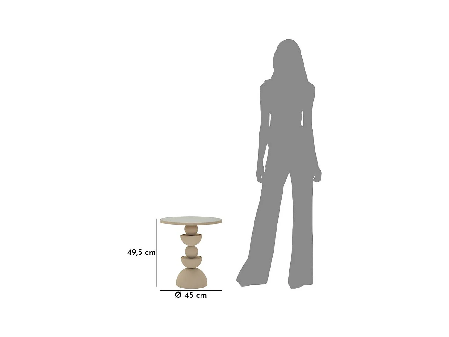 Table d'Appoint MF798, Beige, 45x45x49,5 cm, Seven Design