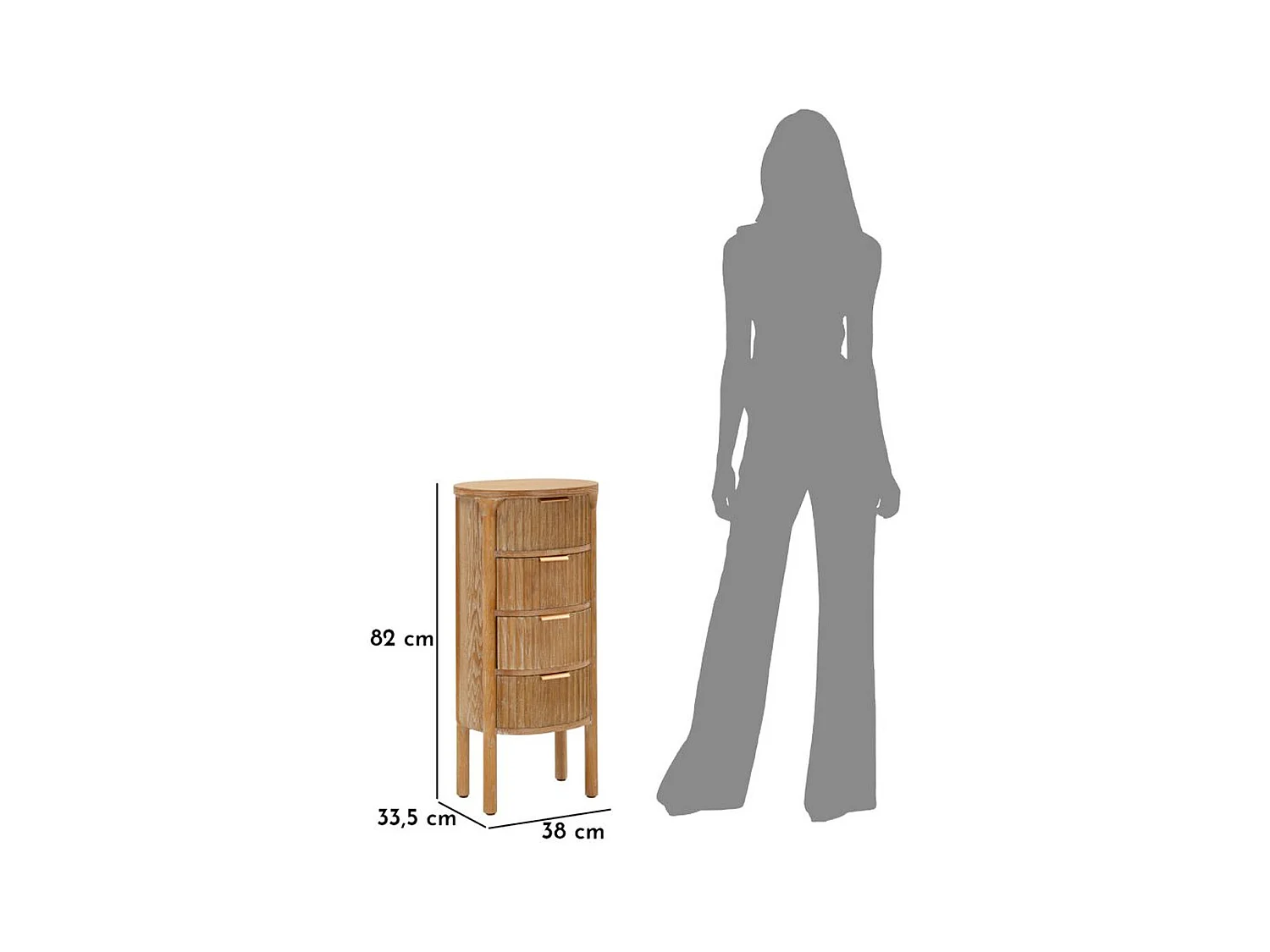 Commode à Tiroirs MF751, Marron, 38x33,5x82 cm, Seven Design