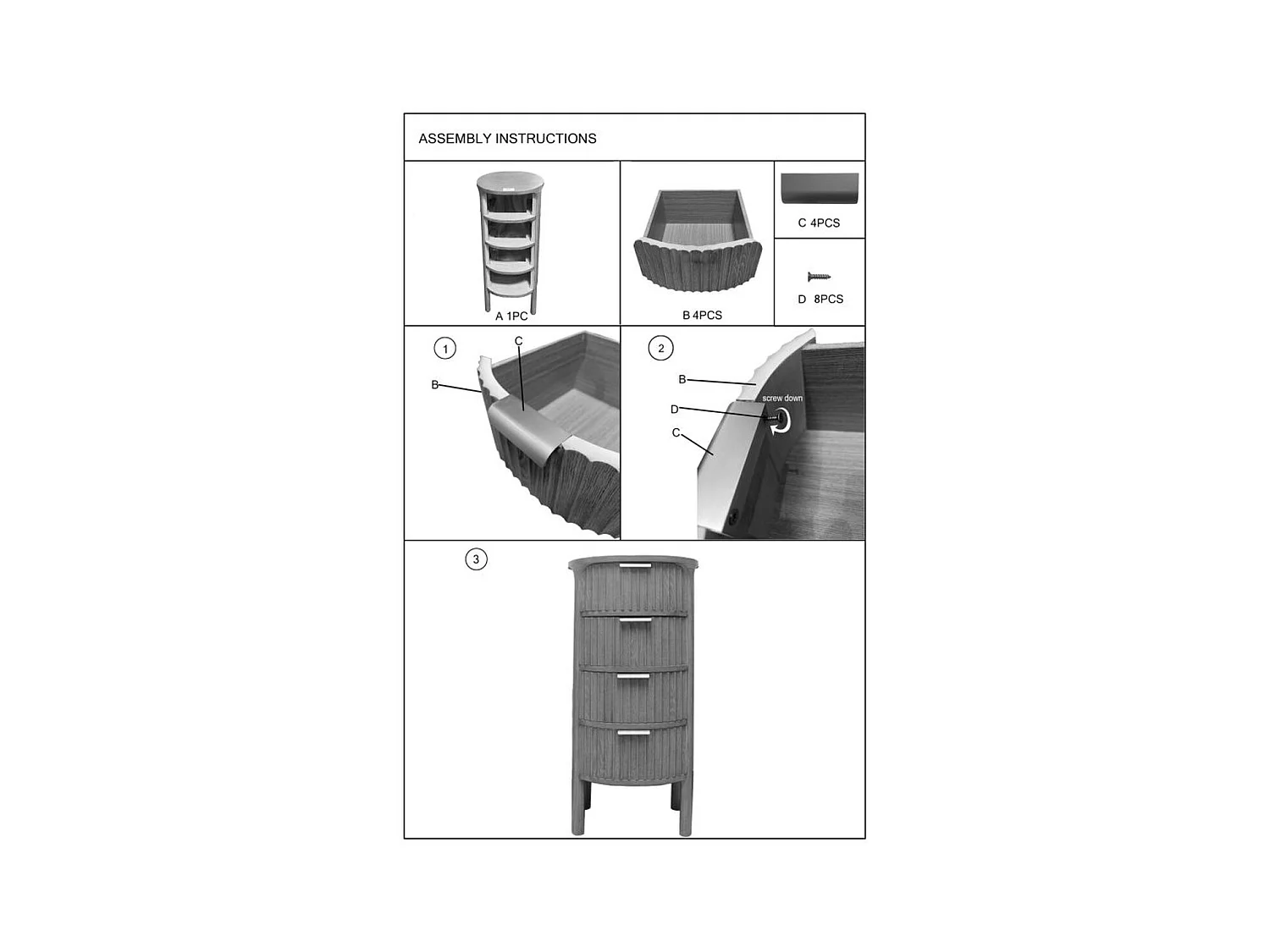 Commode à Tiroirs MF751, Marron, 38x33,5x82 cm, Seven Design