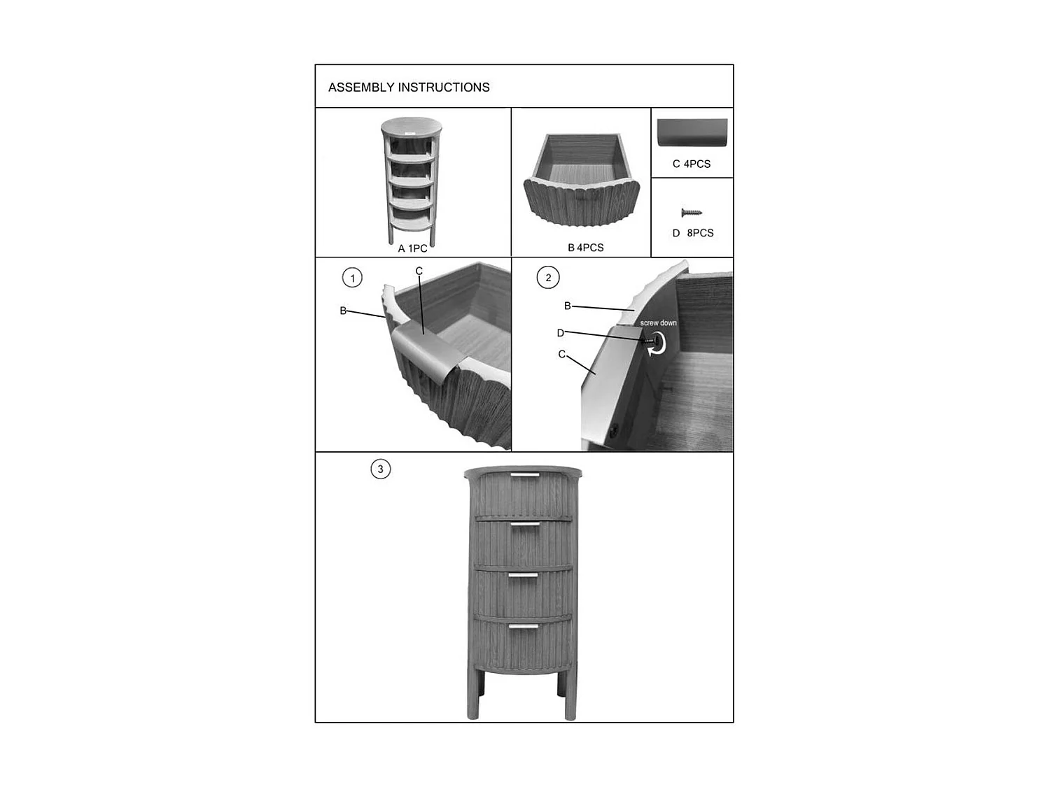 Cassettiera MF751, Marrone, 38x33,5x82 cm, Seven Design