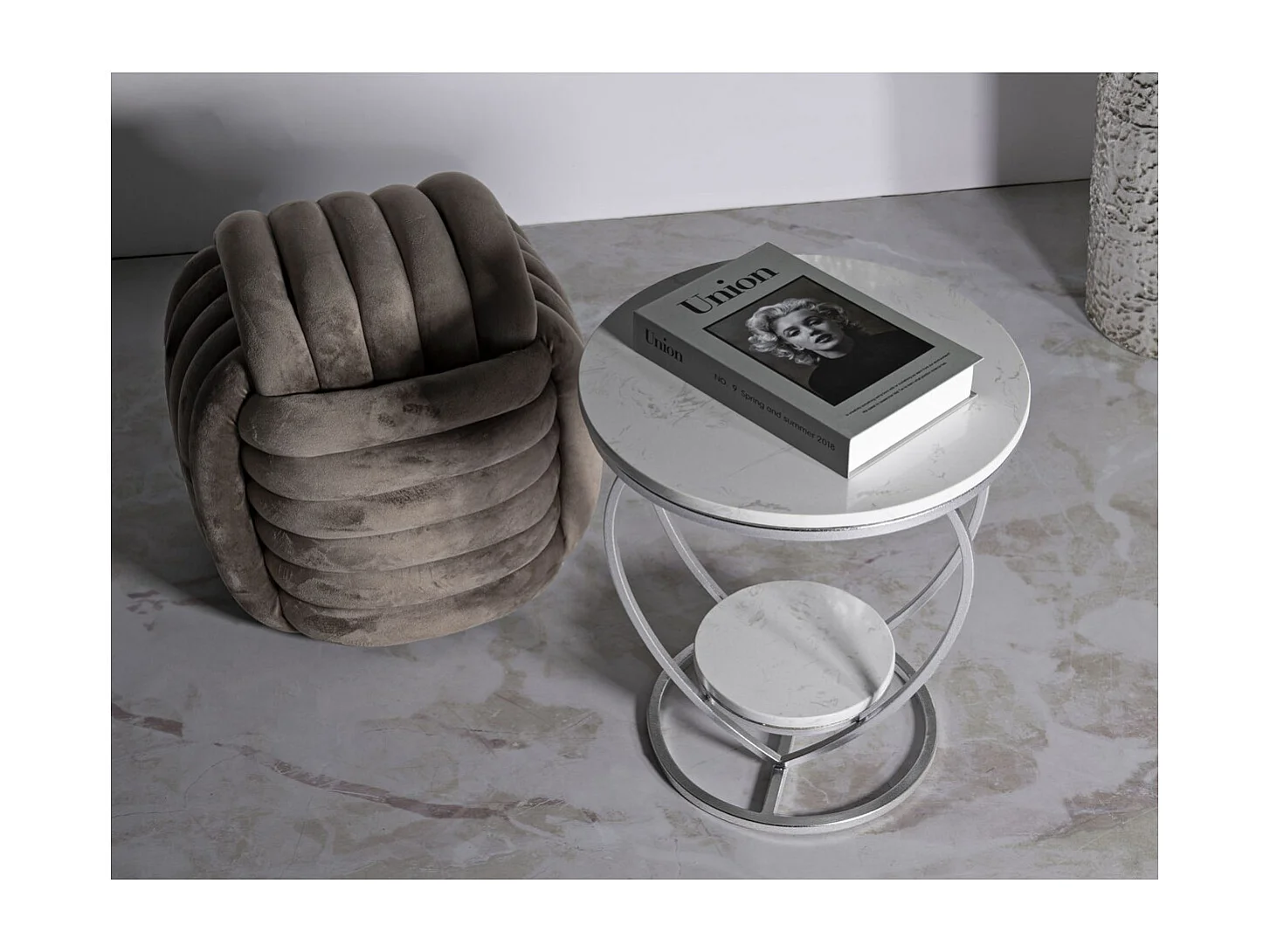 Table d'Appoint Cœur 1, Argent, 40x40x45,5 cm, Seven Design