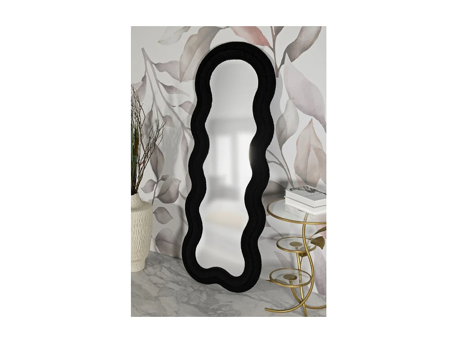 Lustro w Ramie Fala 3, Czarny, 60x4x160 cm, Epikasa