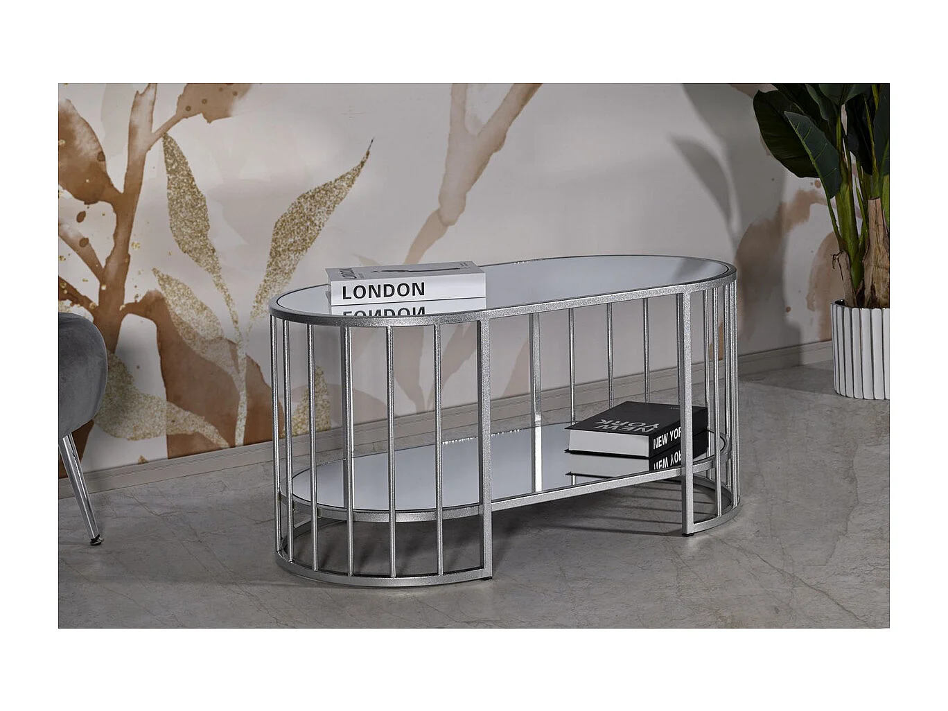 Table d'Appoint MF793, Argent, 90x50x45 cm, Seven Design