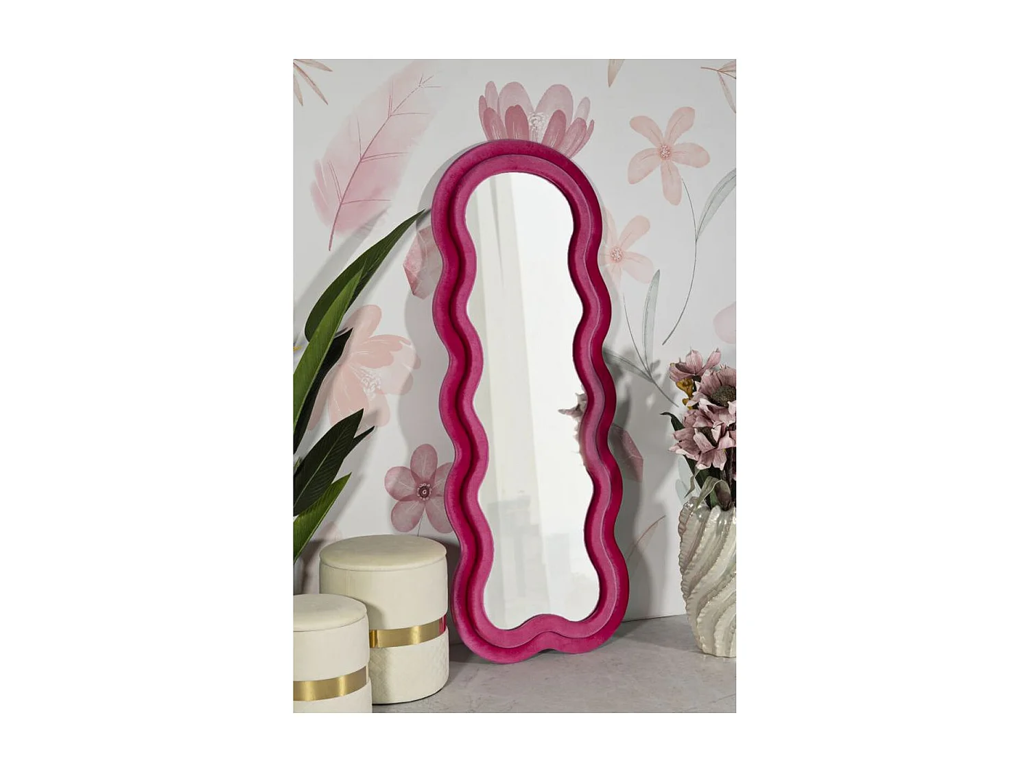 Specchio con Cornice Onda, Rosa, 60x4x160 cm, Epikasa