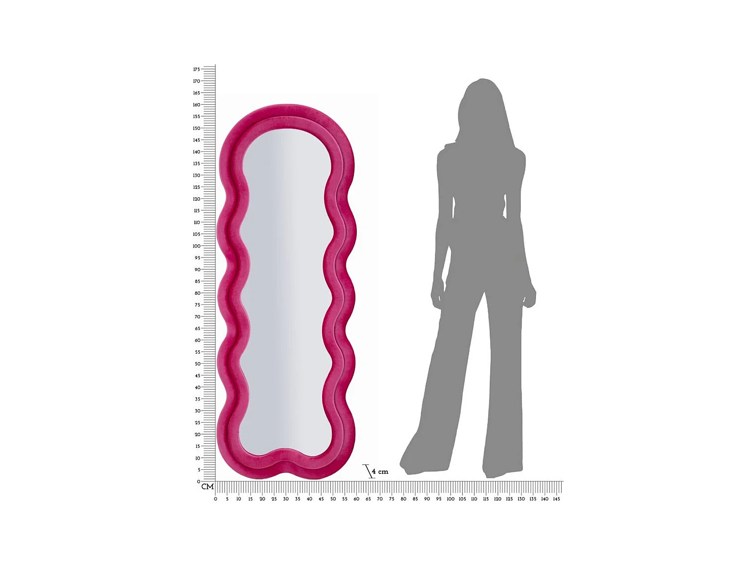 Specchio con Cornice Onda, Rosa, 60x4x160 cm, Epikasa