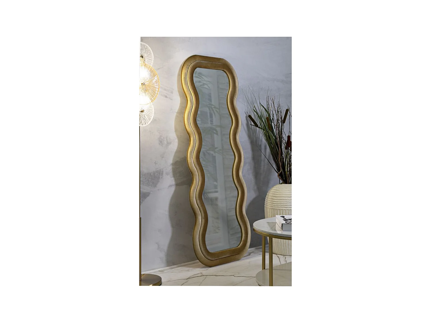 Miroir avec Cadre Vague 1, Or, 60x6x160 cm, Epikasa
