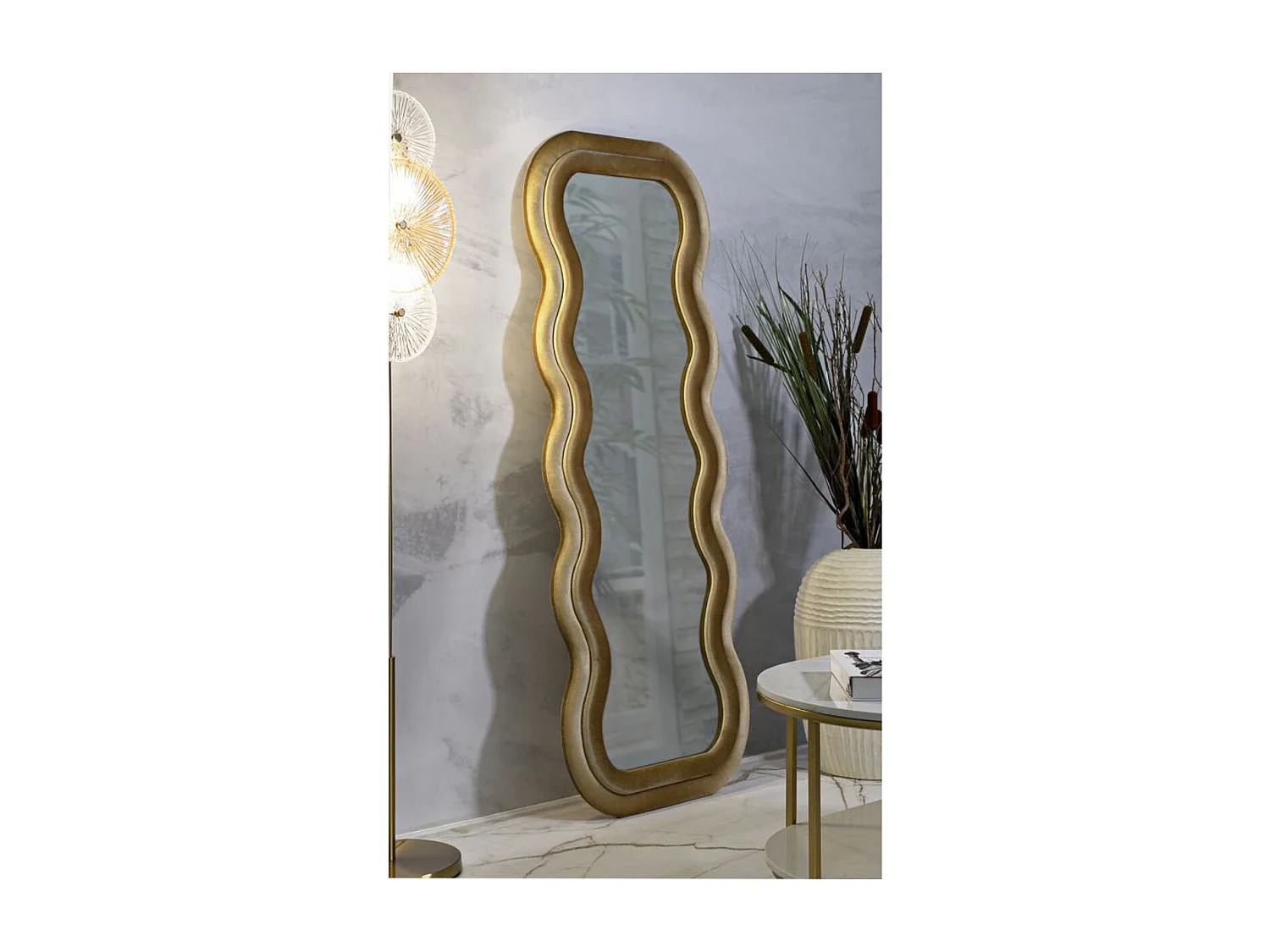 Specchio con Cornice Onda 1, Oro, 60x6x160 cm, Epikasa