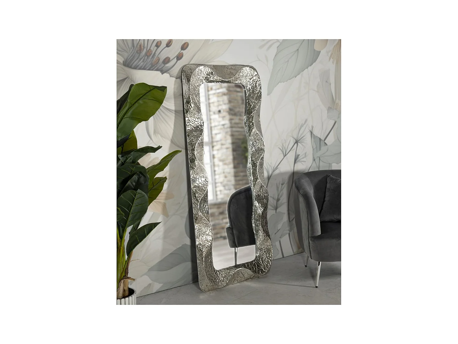 Miroir avec Cadre MF776, Argent, 70x6,5x160,5 cm, Epikasa