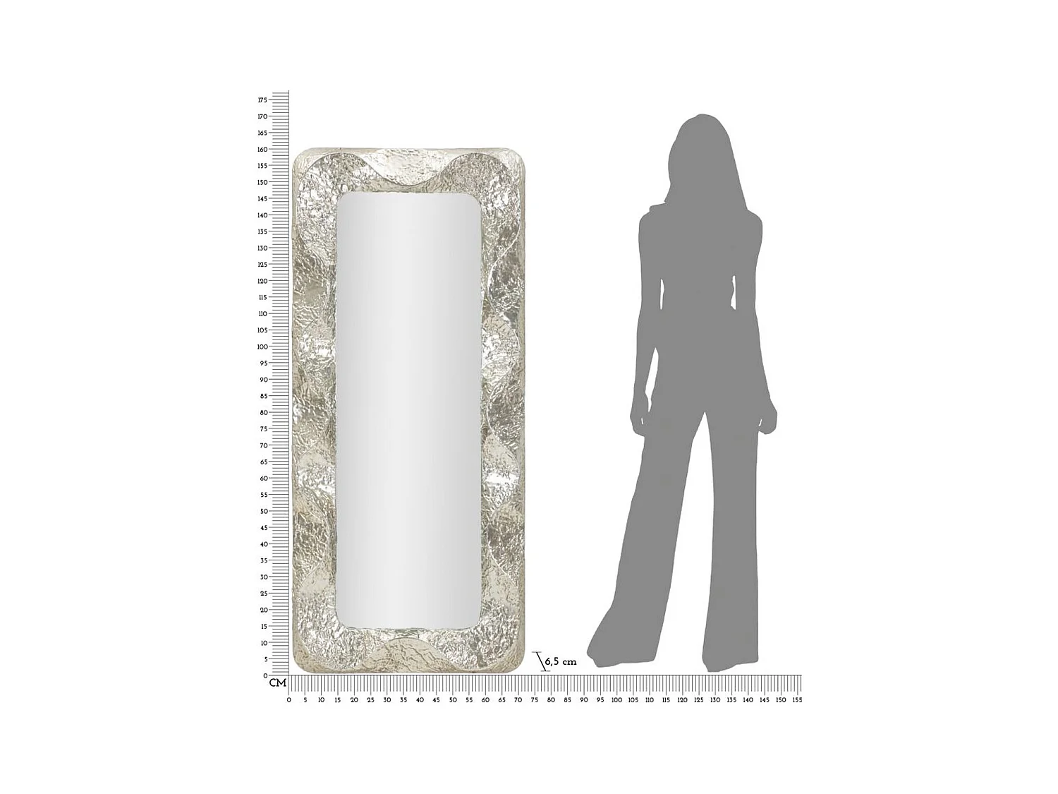 Miroir avec Cadre MF776, Argent, 70x6,5x160,5 cm, Epikasa