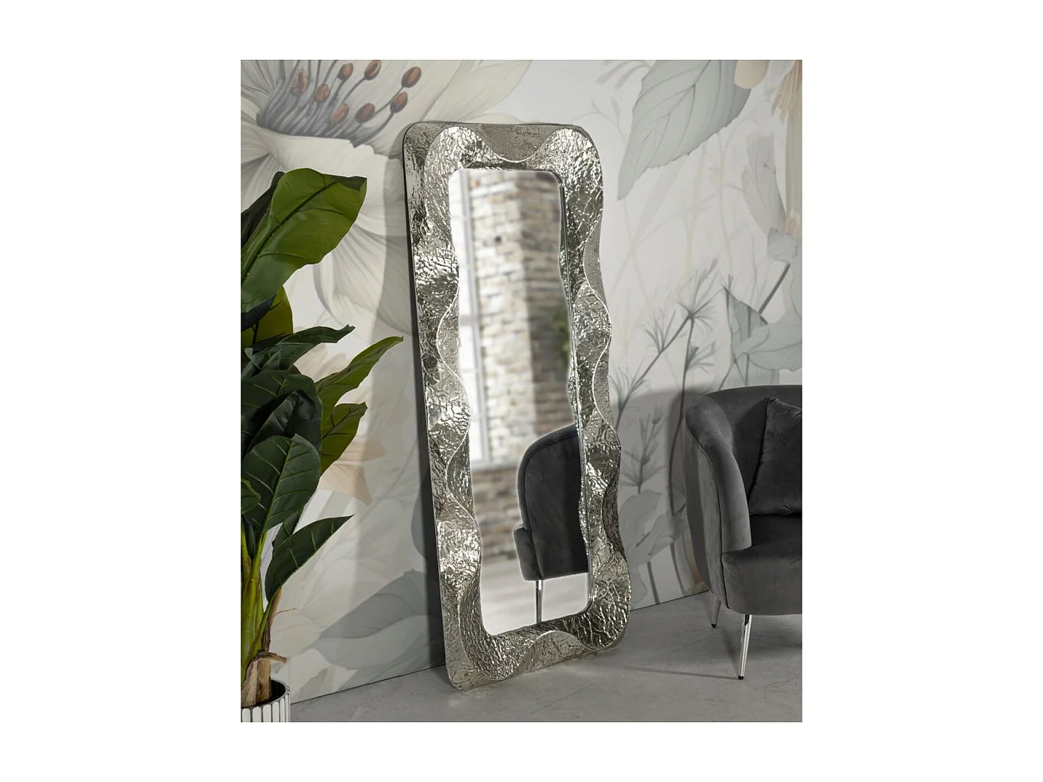 Specchio con Cornice MF776, Argento, 70x6,5x160,5 cm, Epikasa