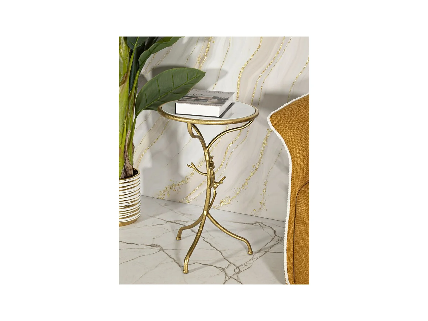 Table d'Appoint MF801, Or, 38x38x60 cm, Epikasa