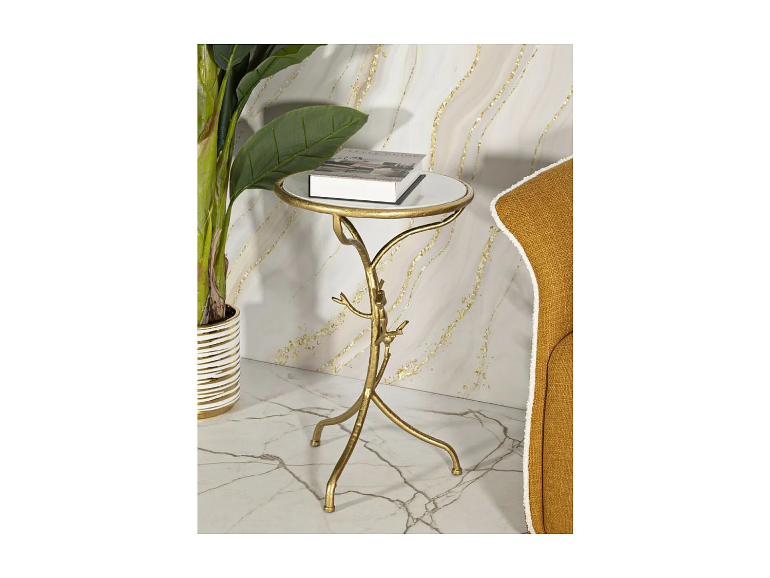 Mesa de Centro MF801, Oro, 38x38x60 cm, Seven Design