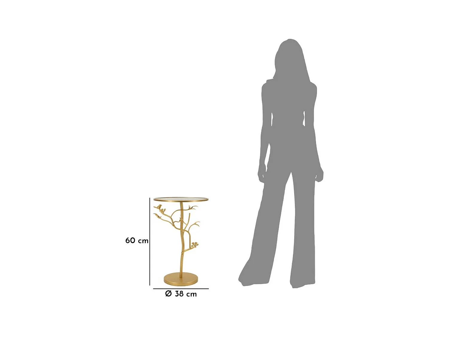 Table d'Appoint MF804, Or, 38x38x60 cm, Epikasa