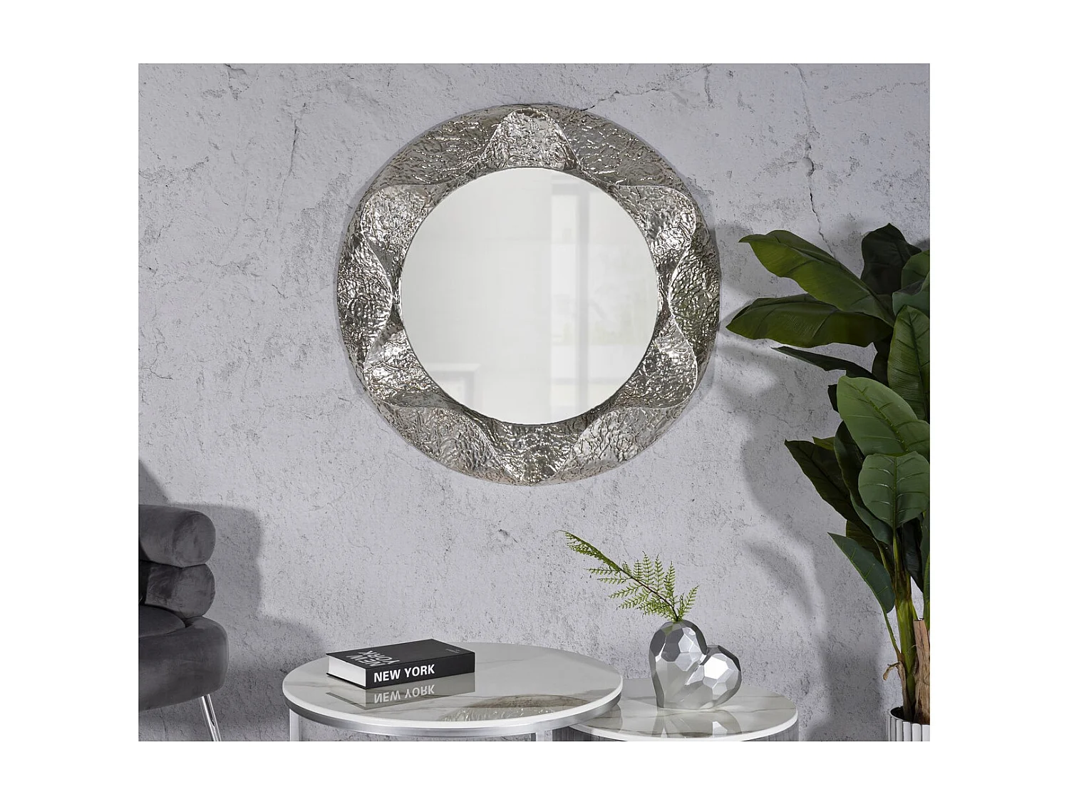 Espelho com Moldura MF779, Prata, 104x7x104 cm, Epikasa