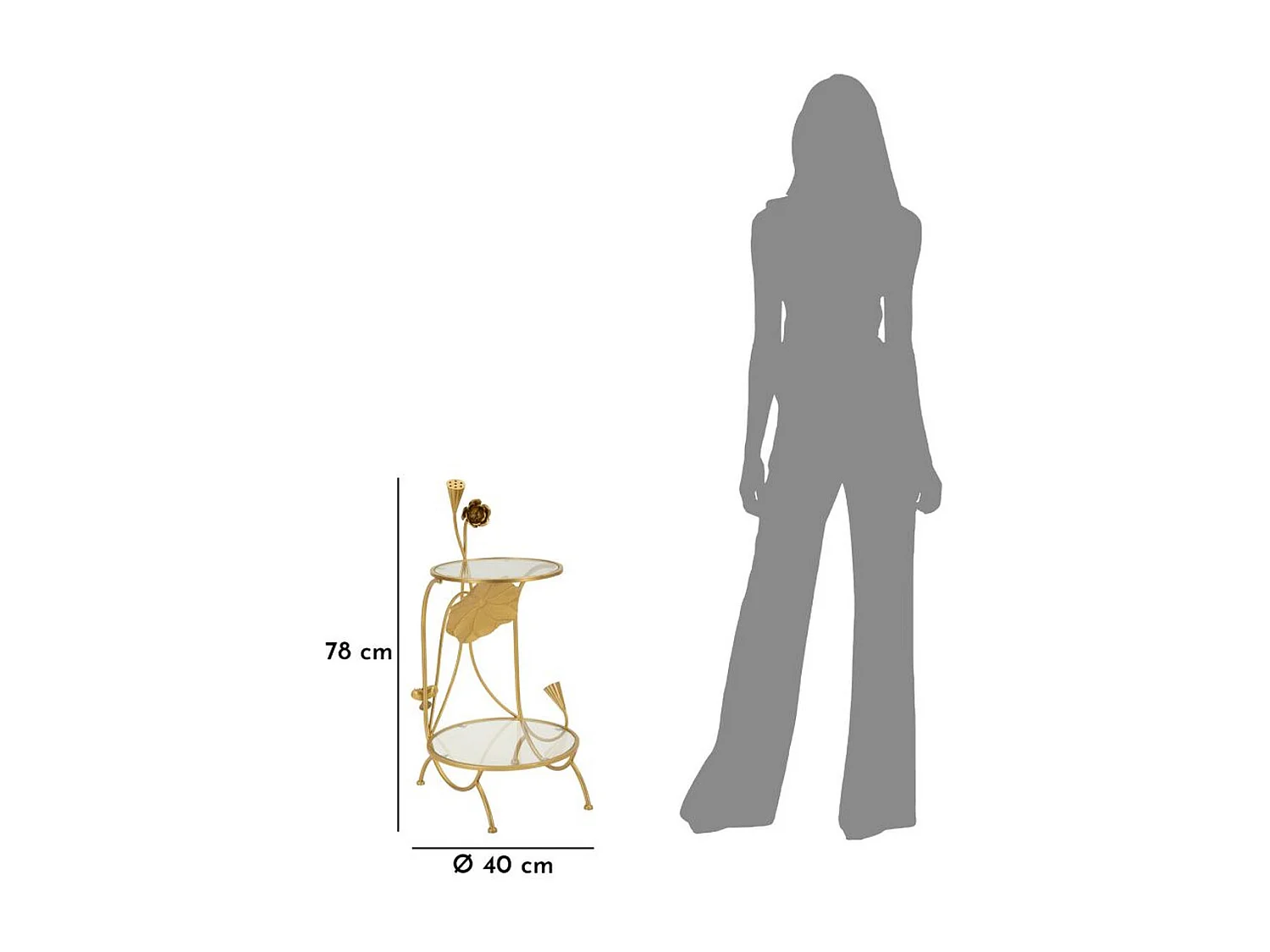 Table d'Appoint MF803, Or, 40x40x78 cm, Seven Design