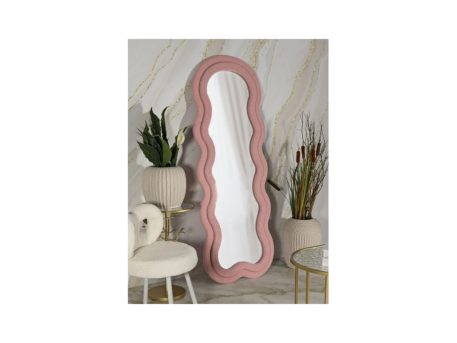 Ingelijste Spiegel Golf 4, Roze, 60x4x160 cm, Epikasa