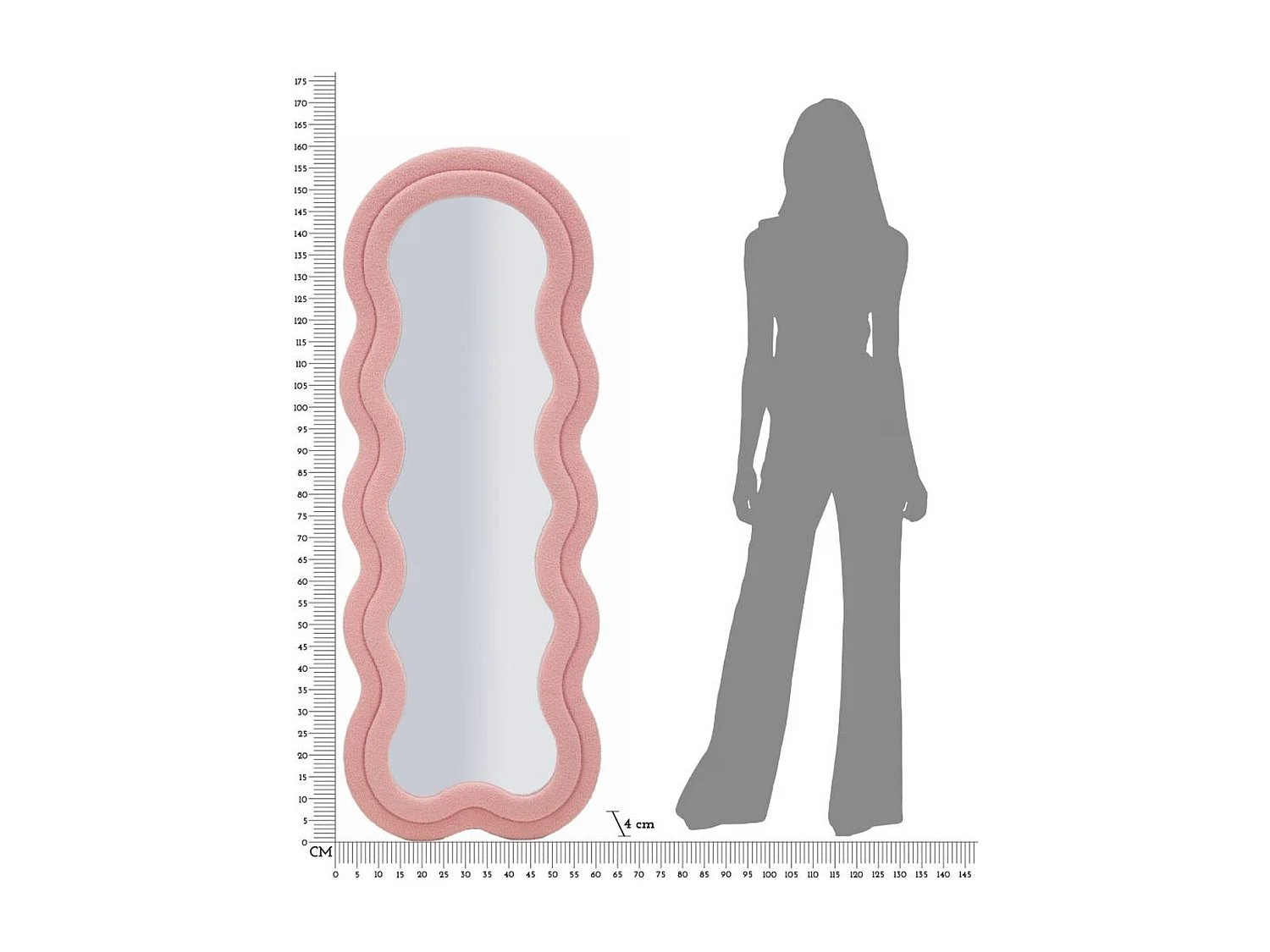 Specchio con Cornice Onda 4, Rosa, 60x4x160 cm, Epikasa