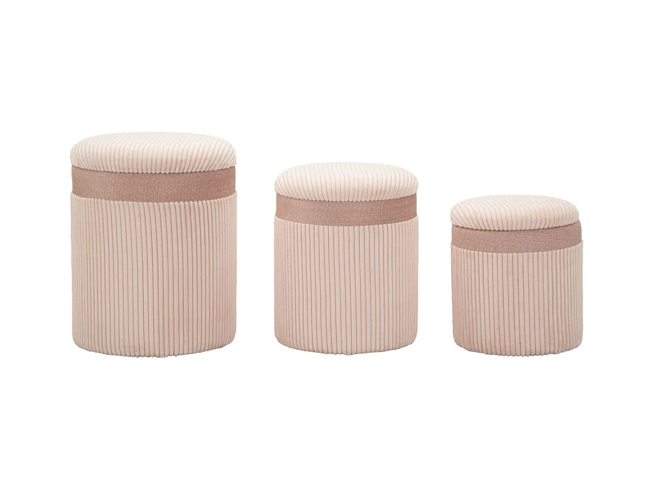 Lot de 3 Poufs MF769, Rose, 40,5x40,5x49,5 cm, Seven Design